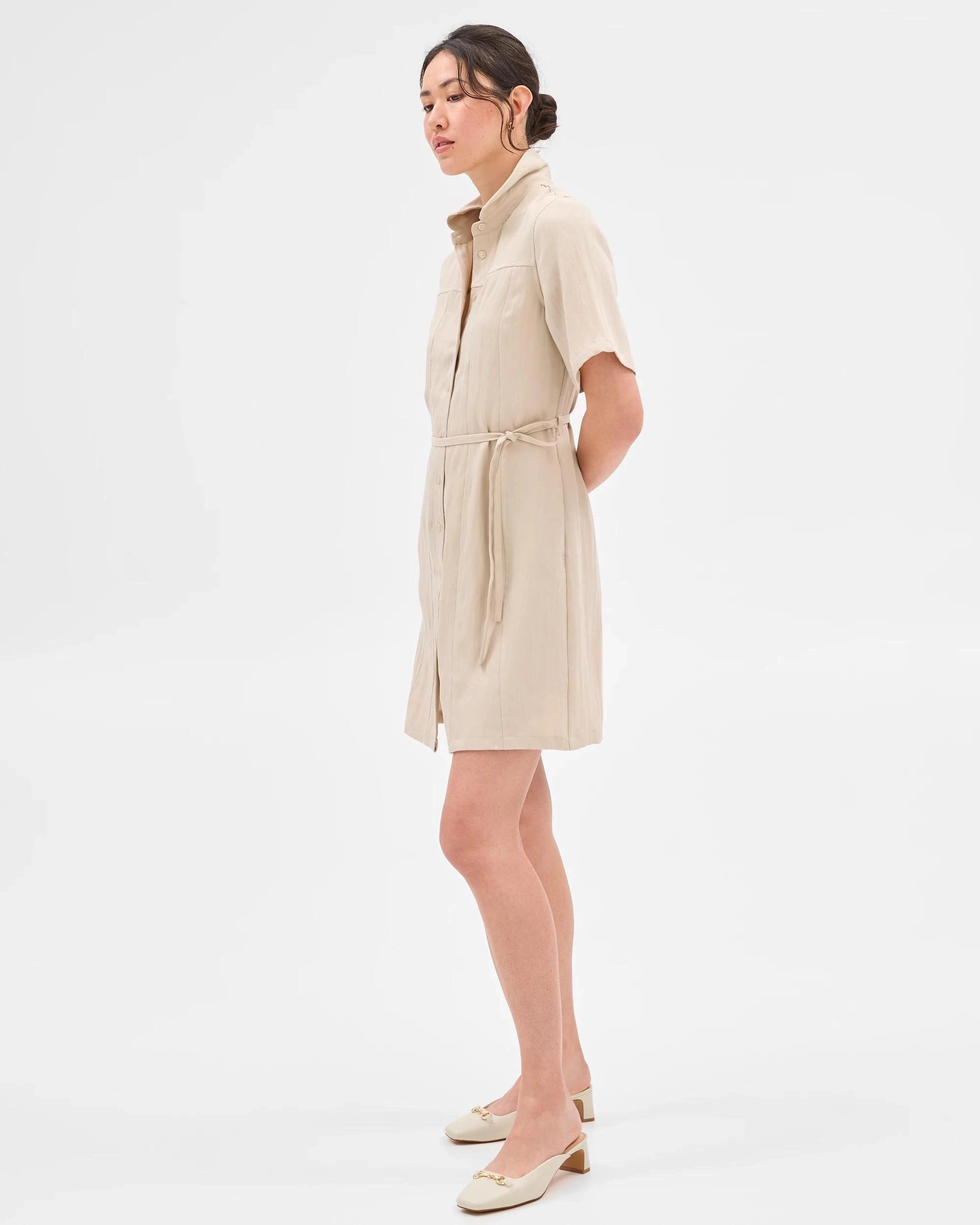 7 Summer Twill Seam Detail Mini Dress - Preview SAGE, 7 of 9