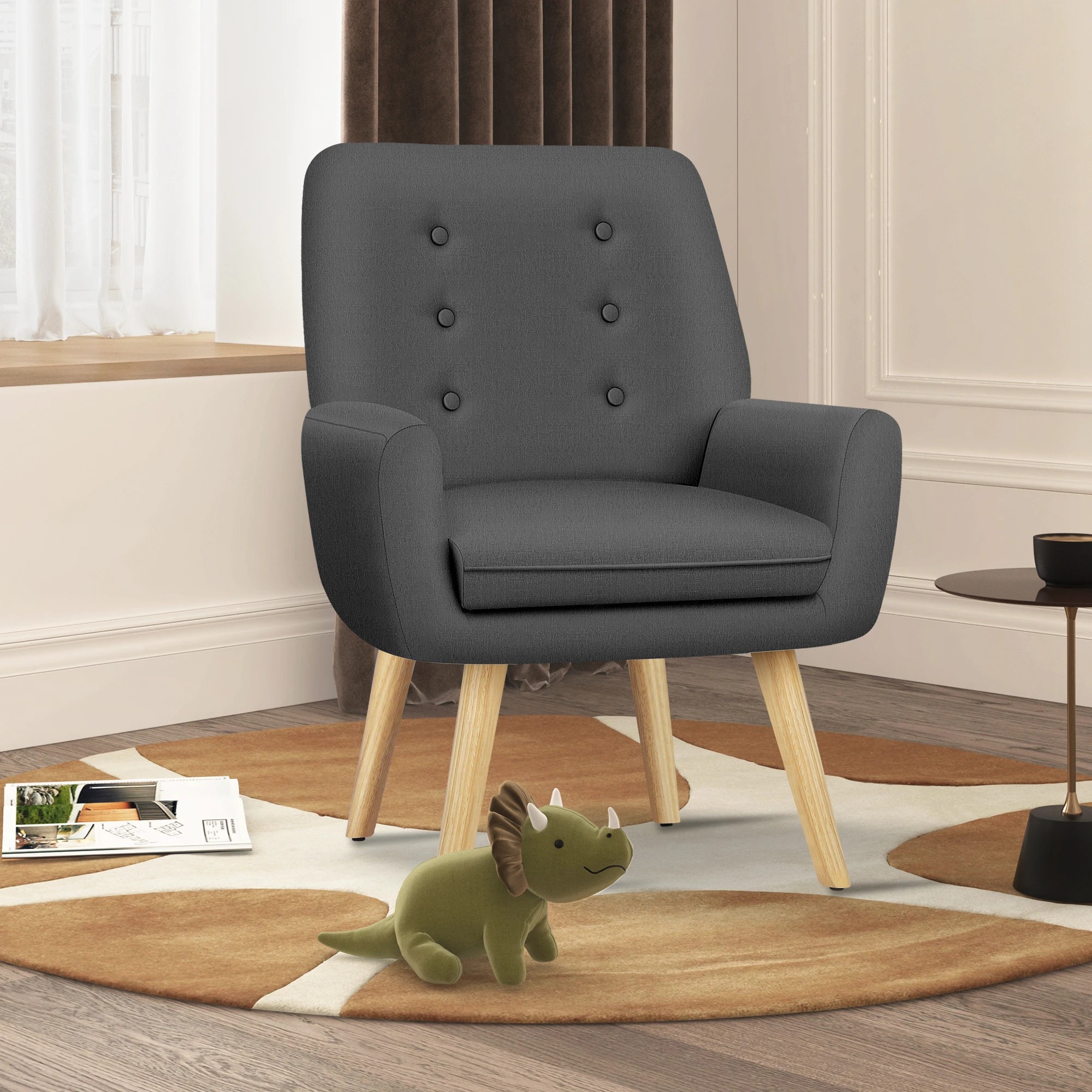 5 Alfordson Armchair Lounge Chair Tub Accent Chairs Fabric Couch Sofa - Grey, 5 of 9