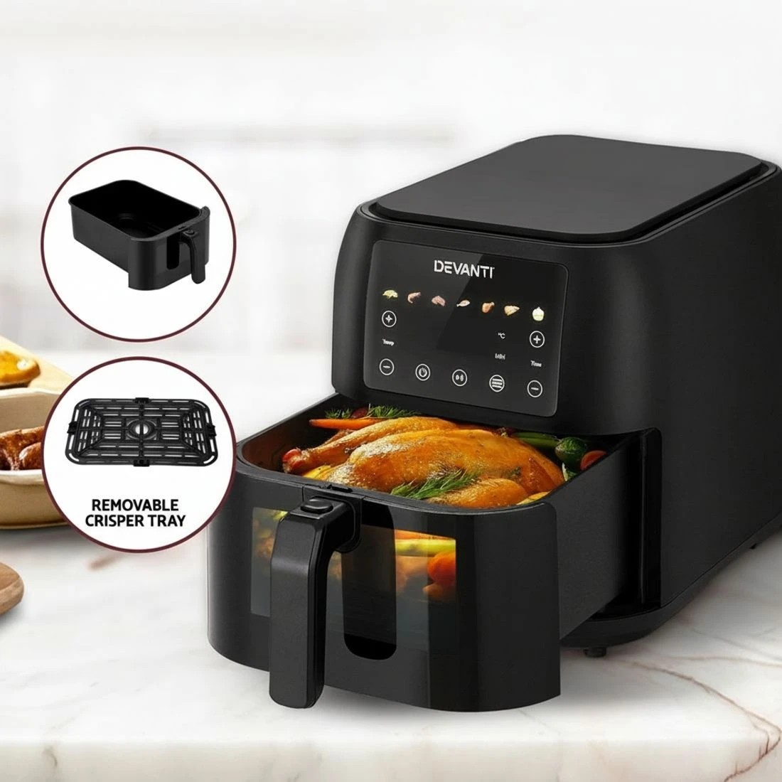 6 Devanti Air Fryer 8L LCD Fryers - Black, 6 of 7