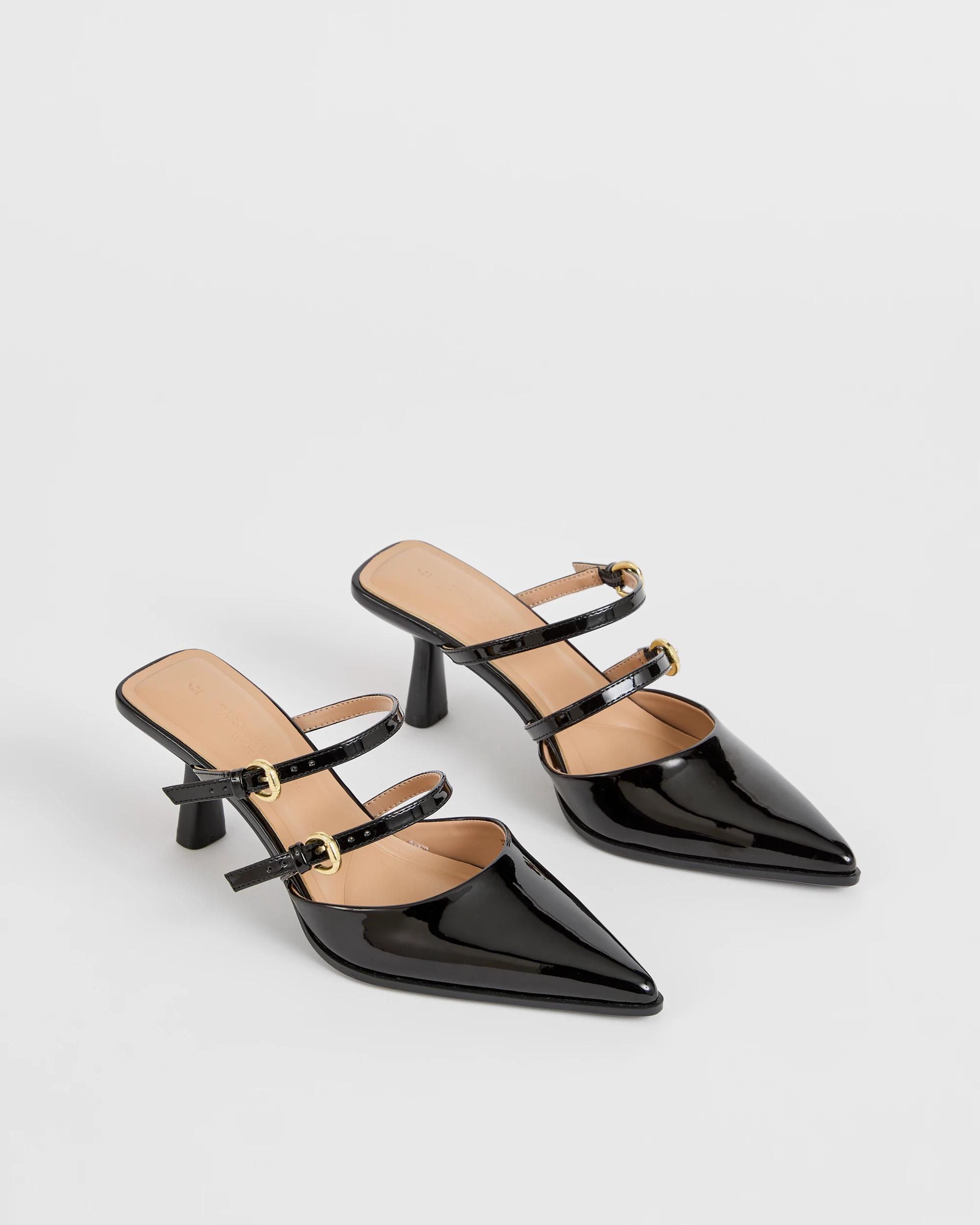 2 Target Woman Double Strap High Heel - Nora BLACK PATENT, 2 of 3