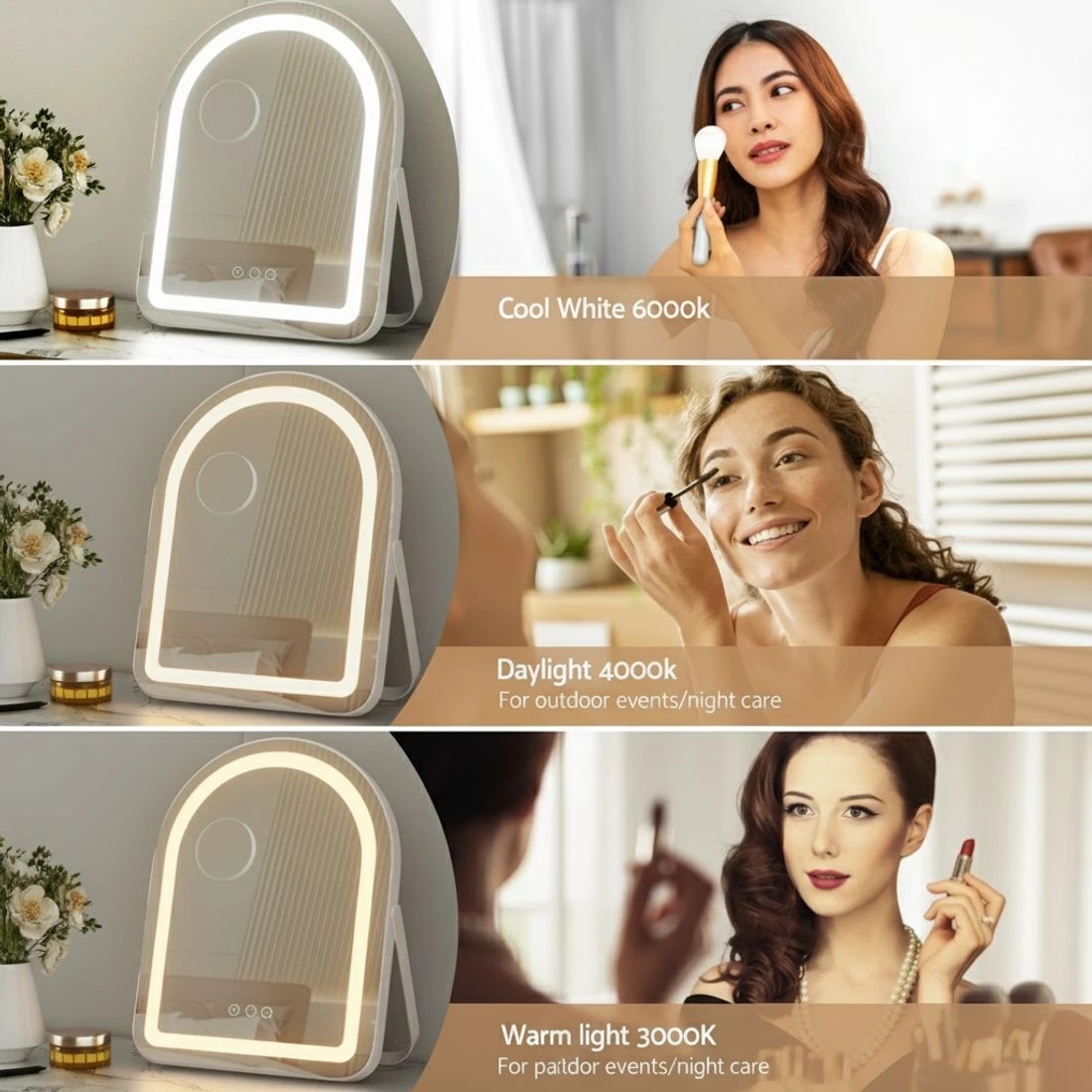 5 Embellir Makeup Mirror 35x45cm Dressing Vanity LED Stripe Light with 5x Magnification Rotation  Arch - Multi, 5 of 6