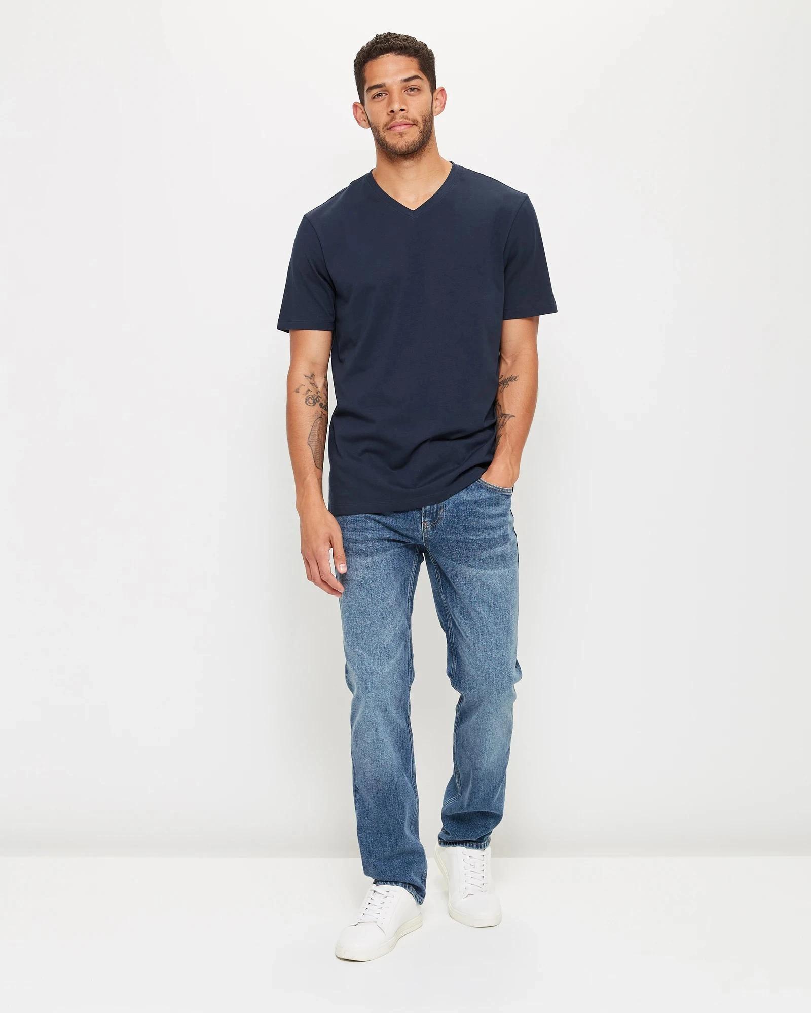 2 Target Australian Cotton V-Neck T-Shirt NAVY BLUE, 2 of 6