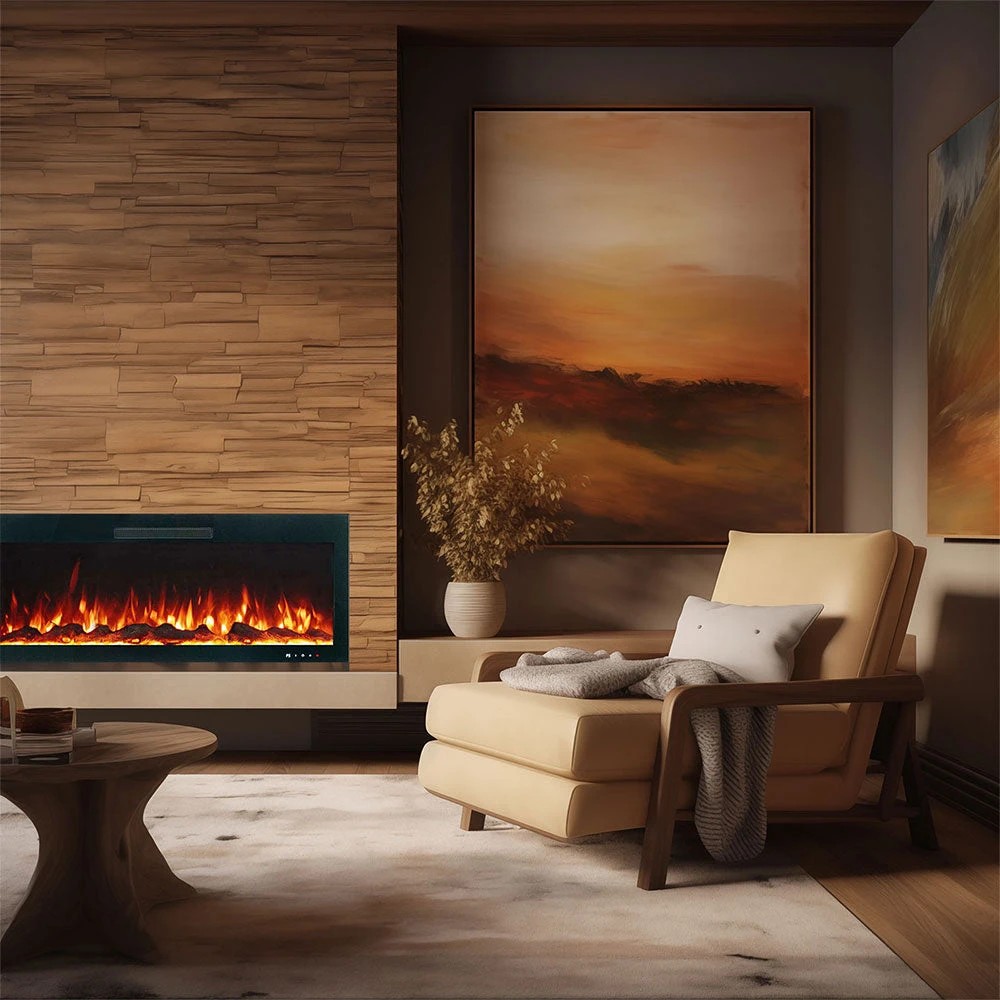 1 Moda Living Rocco 42 inch Electric Fireplace - Black, 1 of 5