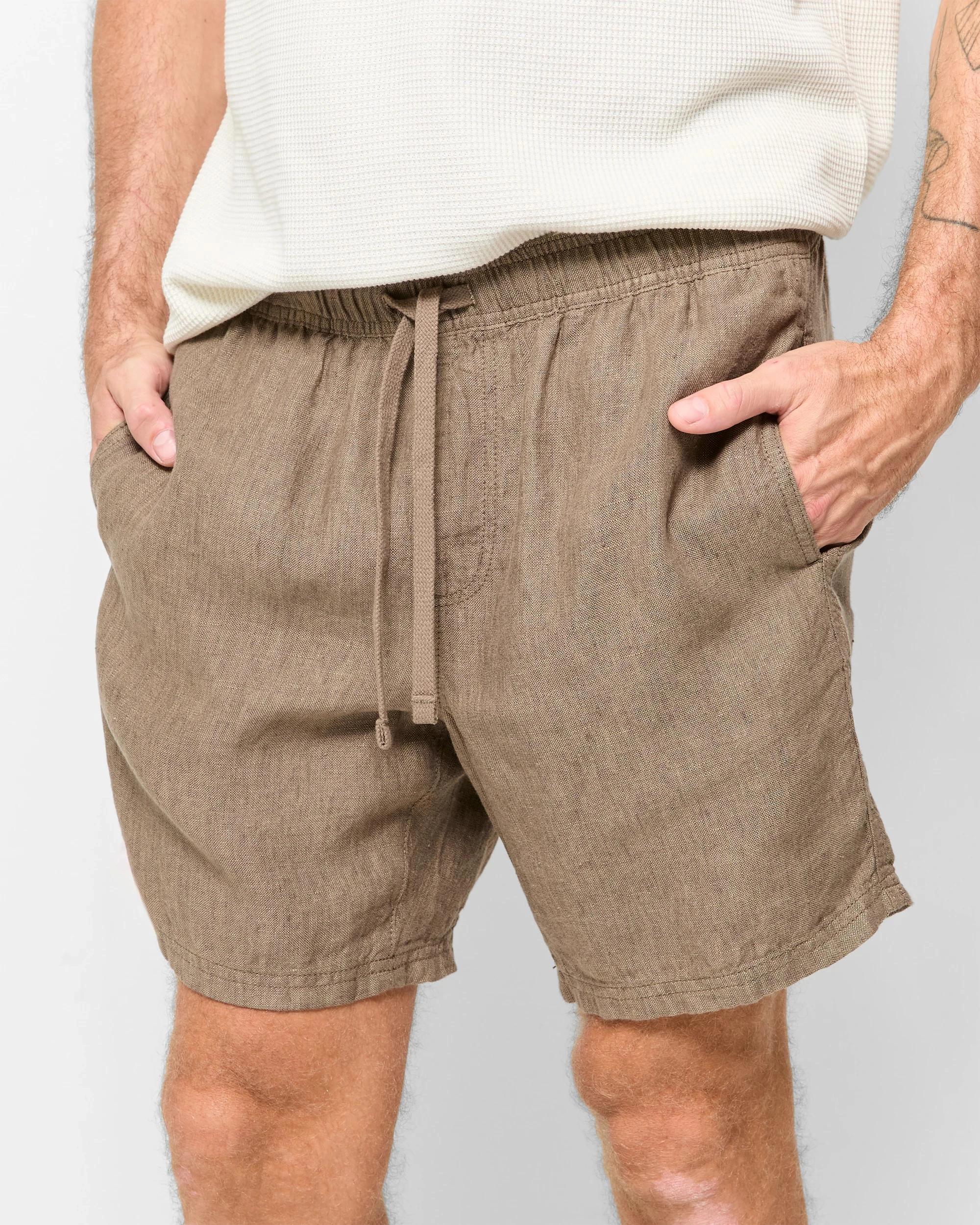 3 Target European Linen Shorts MUSHROOM, 3 of 6