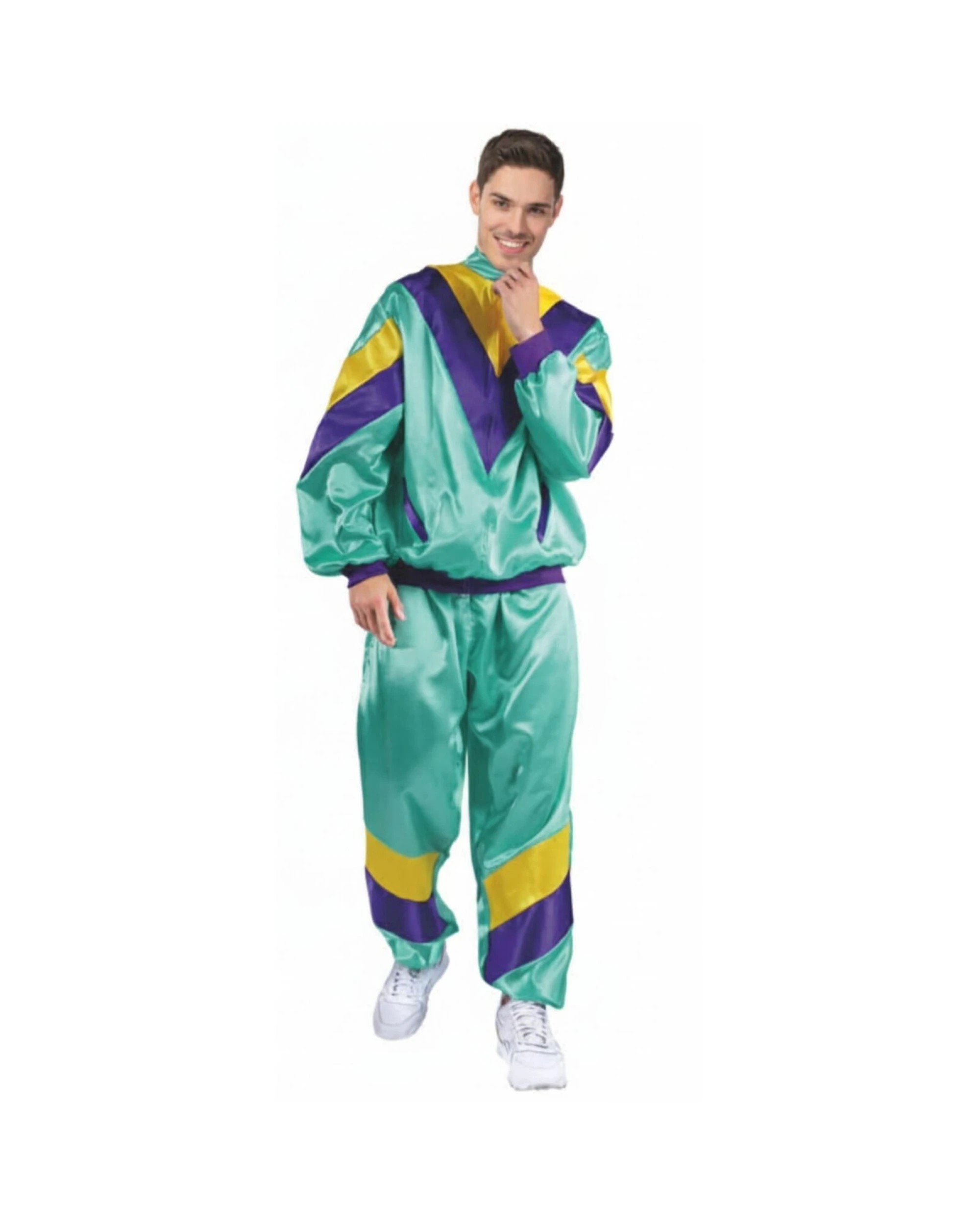1 BR Costumes Men's Retro 80's Track Suit with Jacket and Pants, 1 of 1