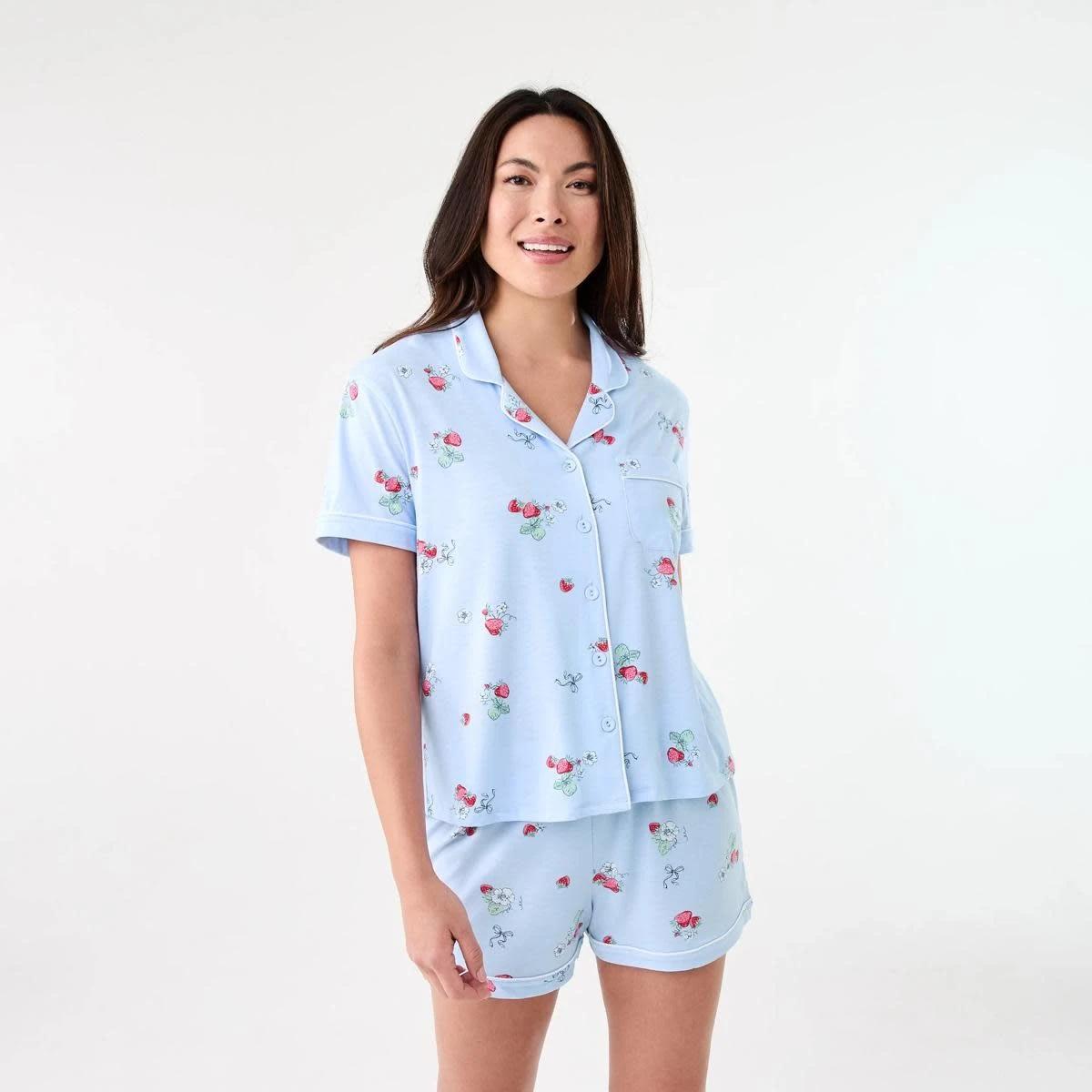 1 Short Sleeve Top and Shorts Comfort Pyjama Set HALO BERRY HALOGEN BLUE, 1 of 8