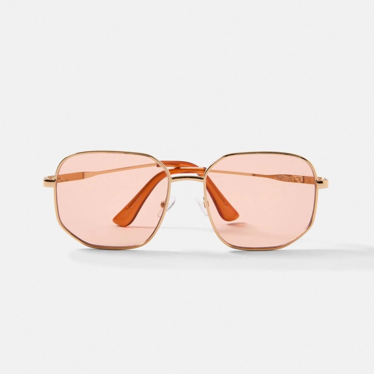1 Metal Square Frame Sunglasses GOLD, 1 of 6