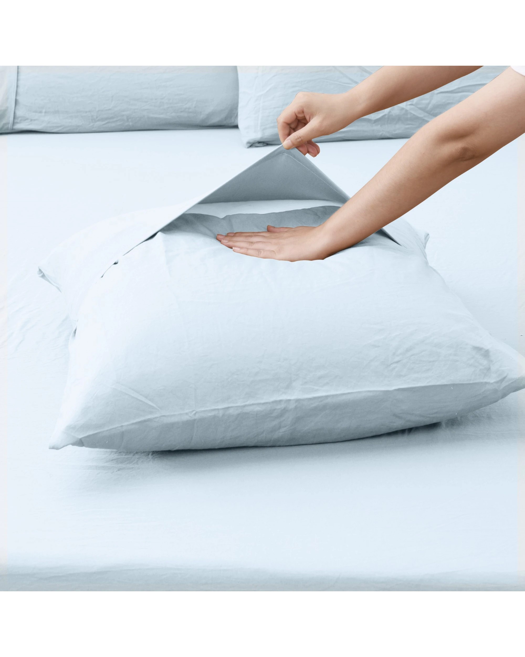 3 Dreamaker Superfine Washed Microfibre European Pillowcase - Ice Blue, 3 of 5