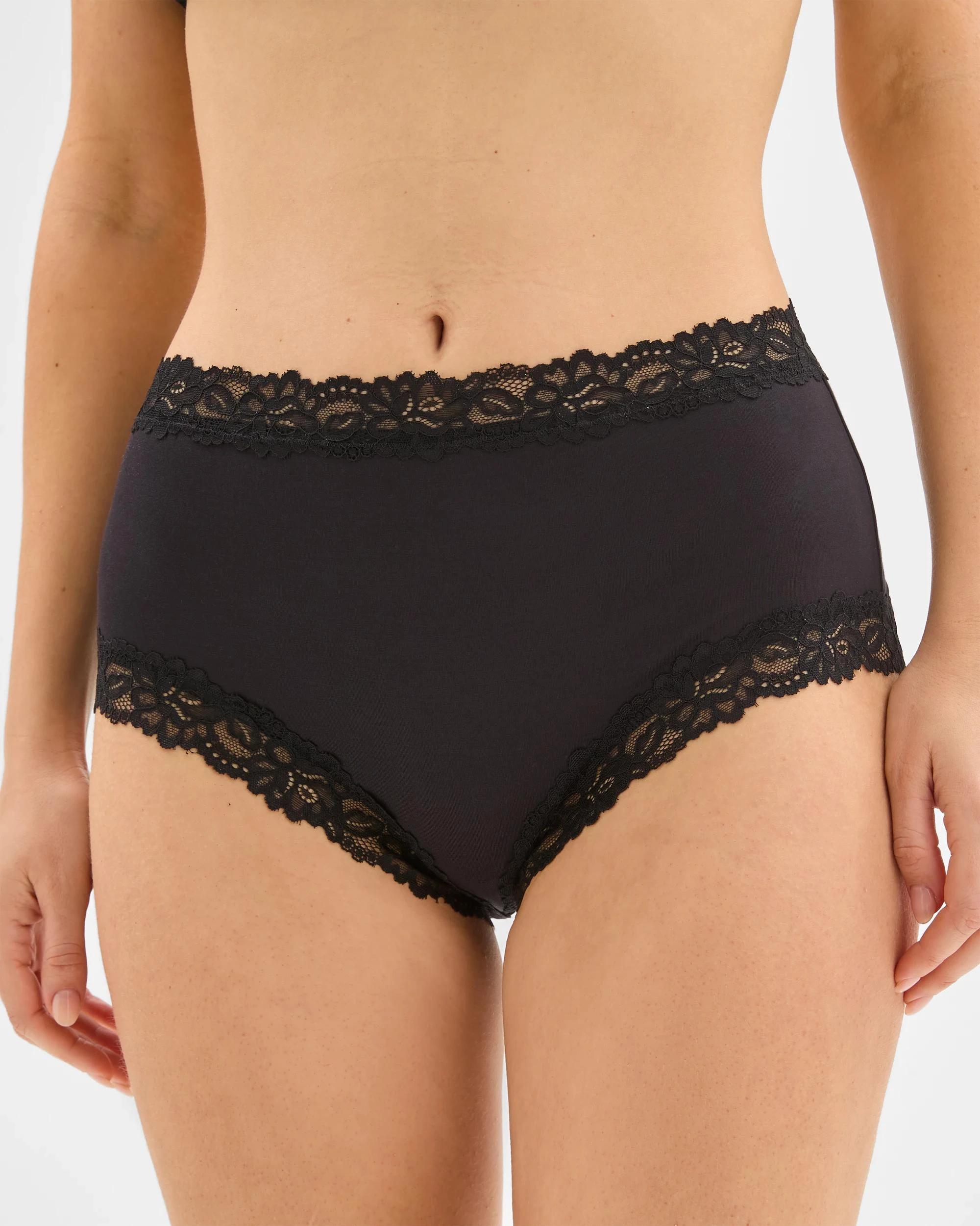 2 Target Woman Womens Modal and Lace Full Briefs 2 Pack BLACK, 2 of 4