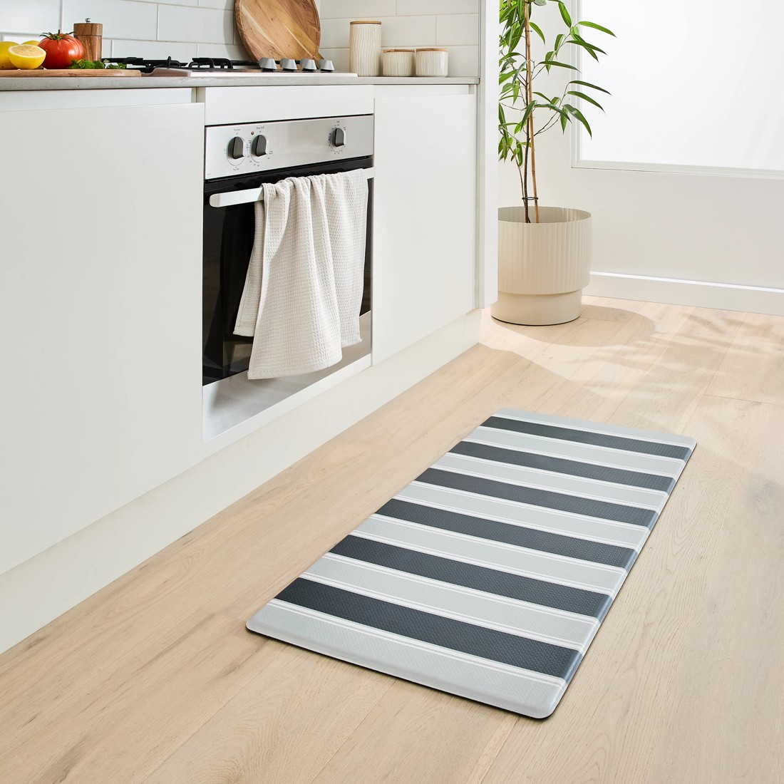 1 Kitchen Mat - Grey Stripe, Extra Large, 1 of 5