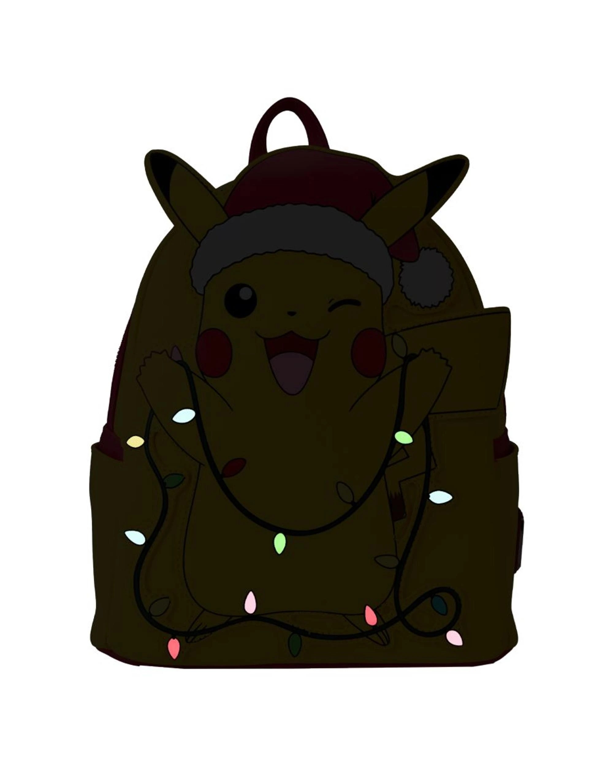 2 Loungefly Pokemon Holiday Pikachu Light Up 10 inch Faux Leather Mini Backpack - Yellow, 2 of 7