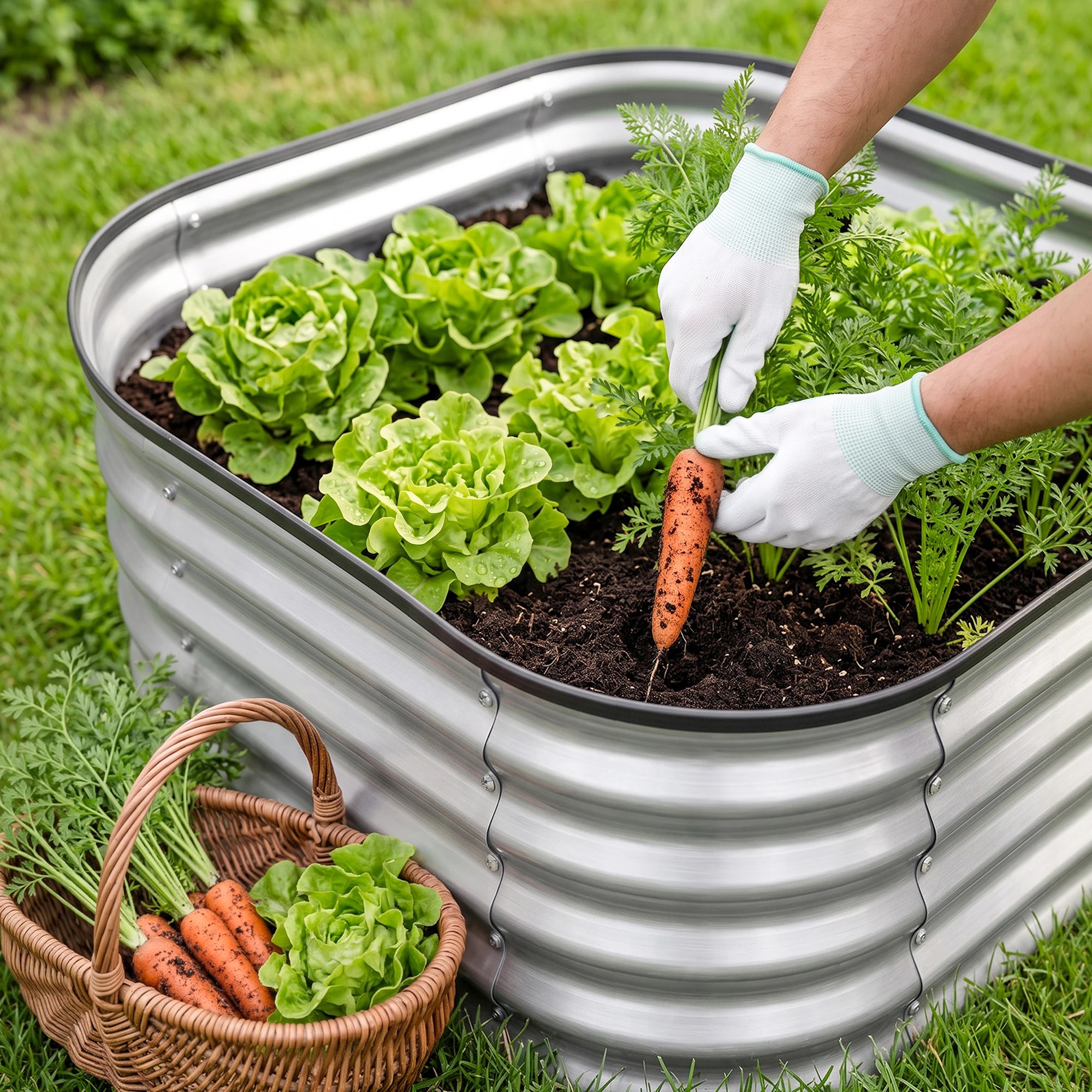 Green Fingers Galvanized Raised Garden Bed 2 Pack Metal Planter ...