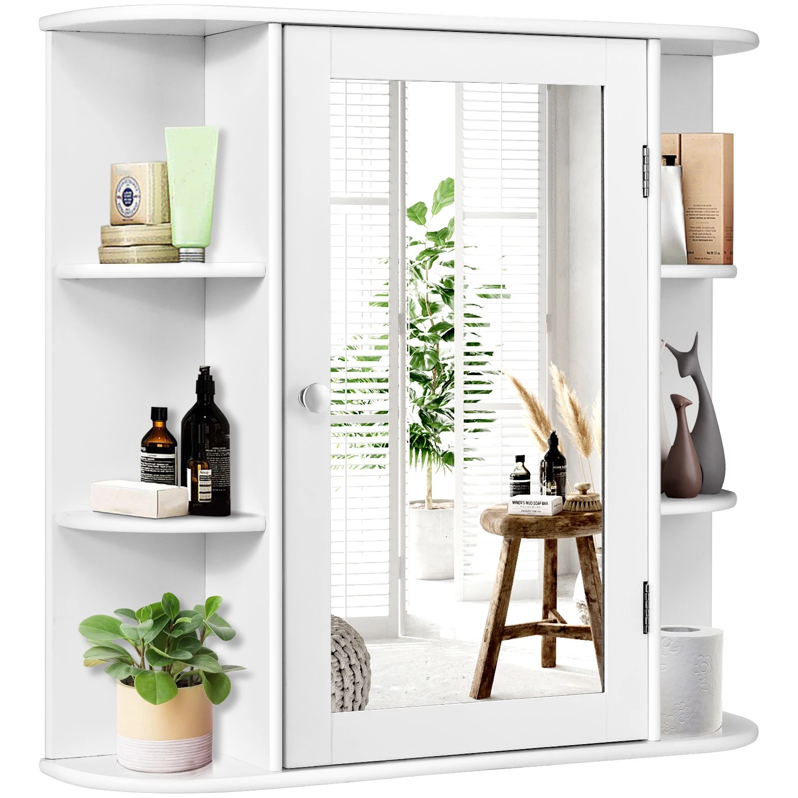 6 Costway Bathroom Wall Cabinet w/Mirror Modern Medicine Cabinet, 6 of 6