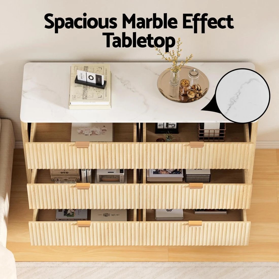 7 Artiss 6 Chest of Drawers Dresser Table - Natural, 7 of 10