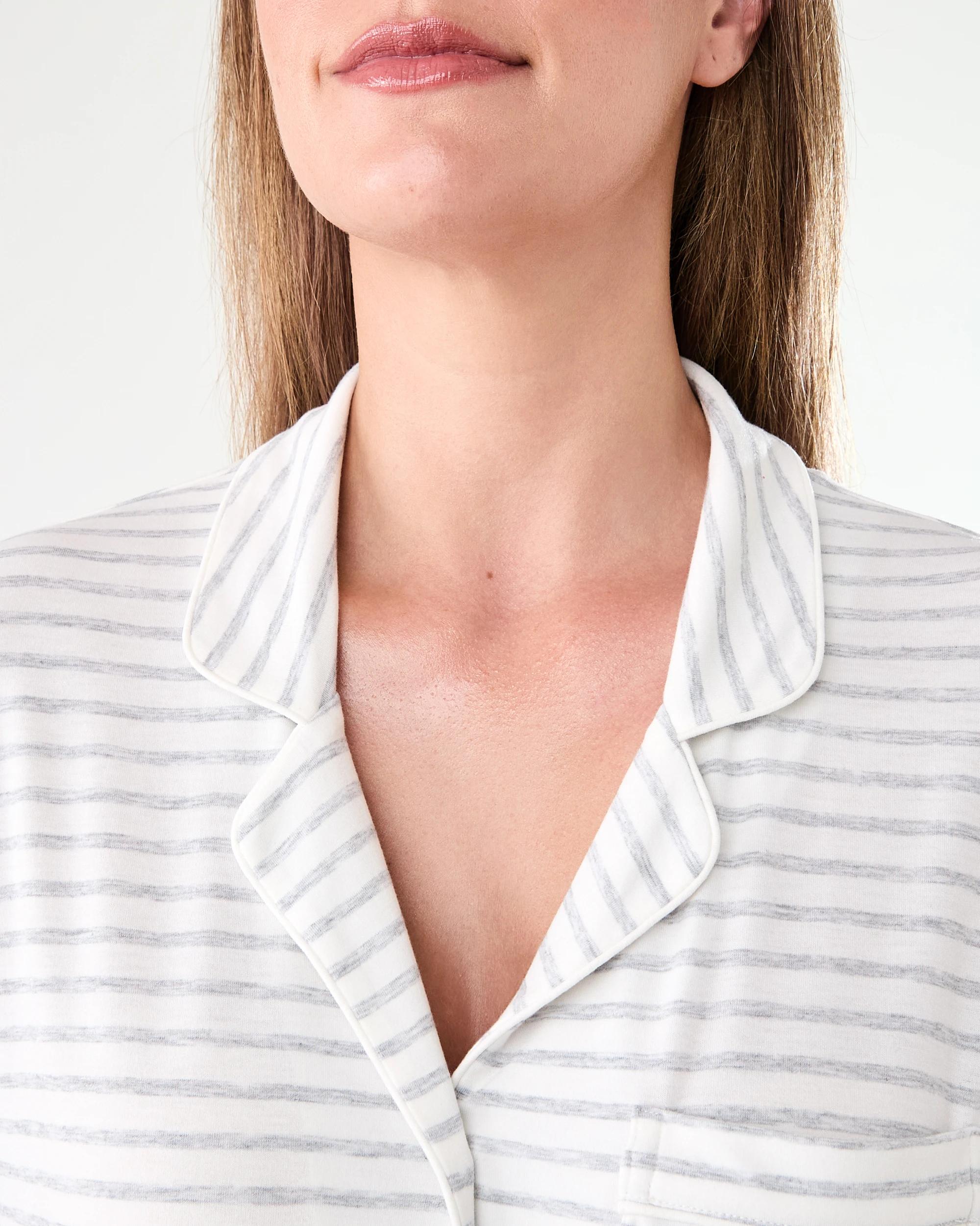 5 Long Sleeve Button Through Comfort Nightie Marle Strp, 5 of 7