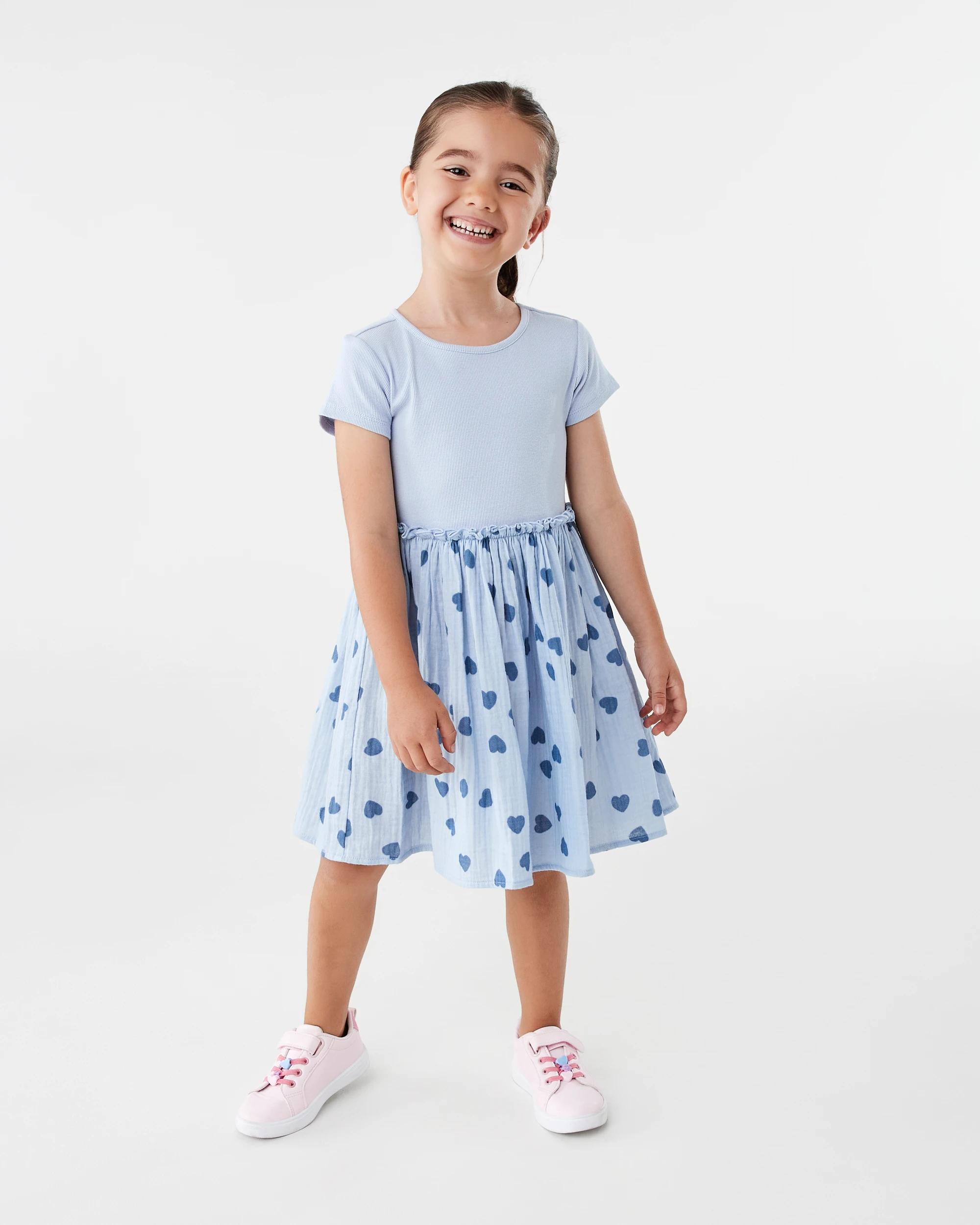 7 Short Sleeve Ribbed Dress Blu Heart, 7 of 8