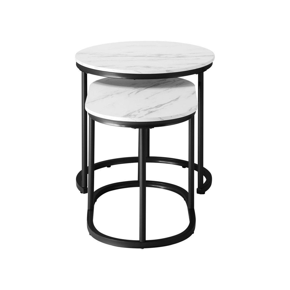9 Oikiture Set Of 2 Coffee Table Round Oval Marble-like Nesting Side Tables
 - Multi, 9 of 10