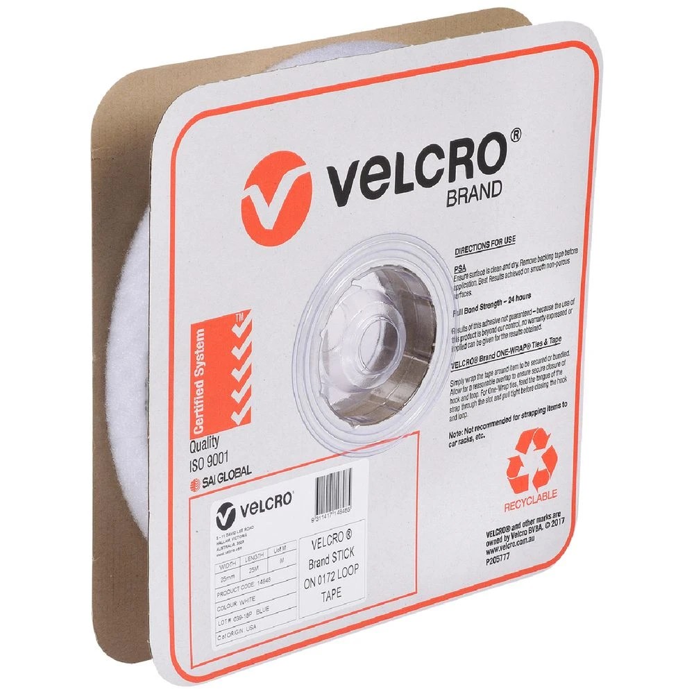 1 VELCRO Brand Loop Only Strips 25mm x 25m White, 1 of 1