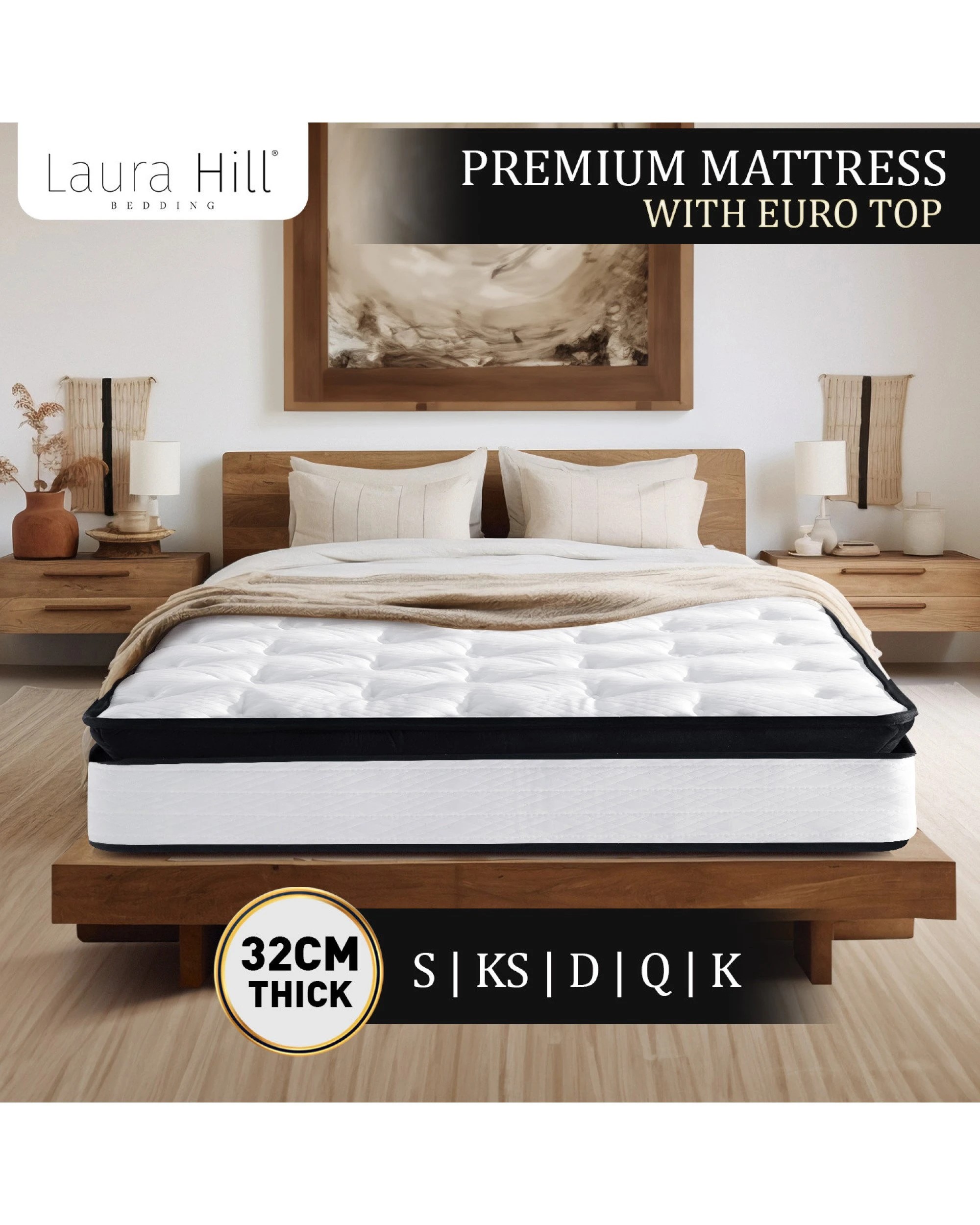 10 Laura Hill Single Mattress With Euro Top Layer - 32cm, 10 of 10