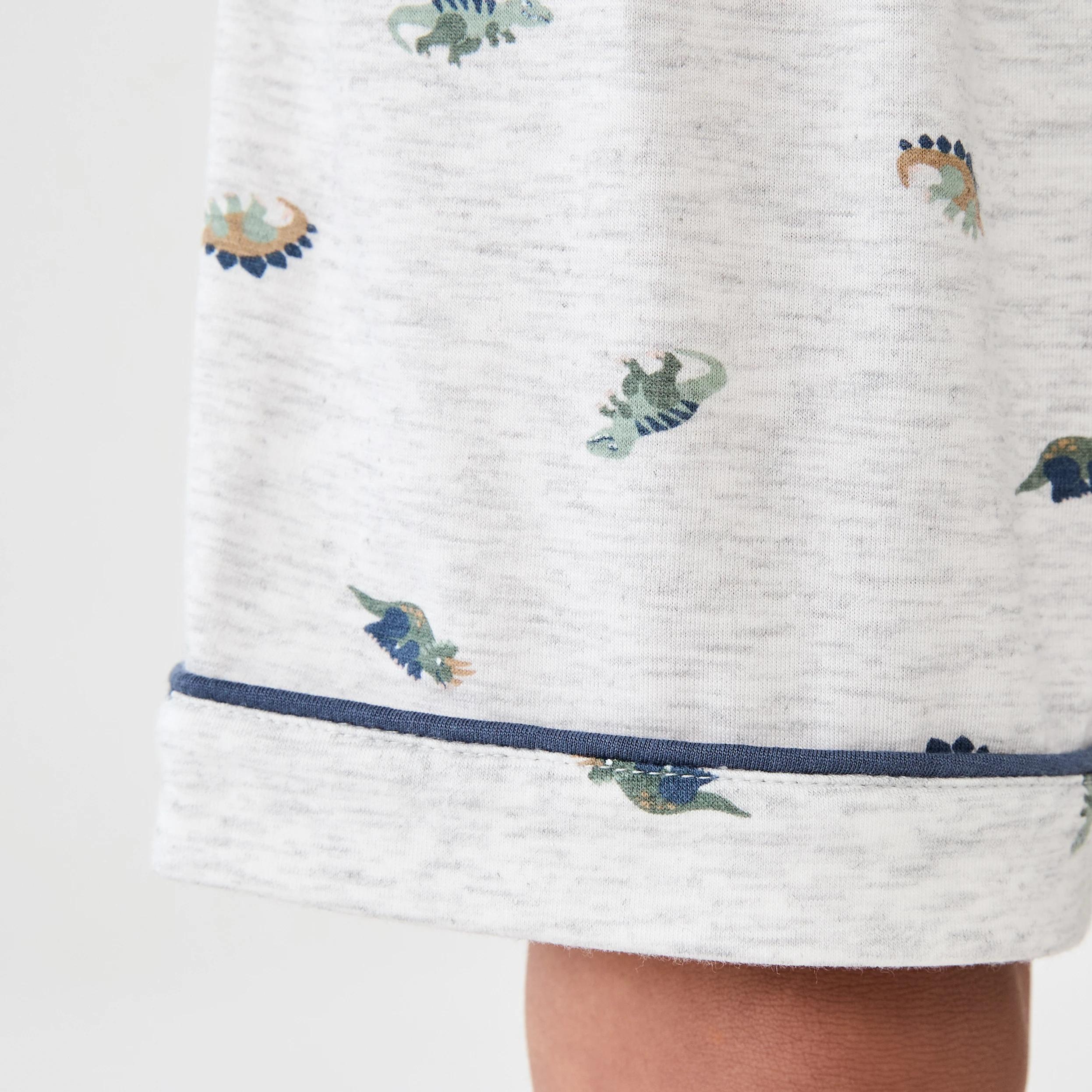 6 Short Sleeve Button Down Pyjama Set GREY DINOS, 6 of 10