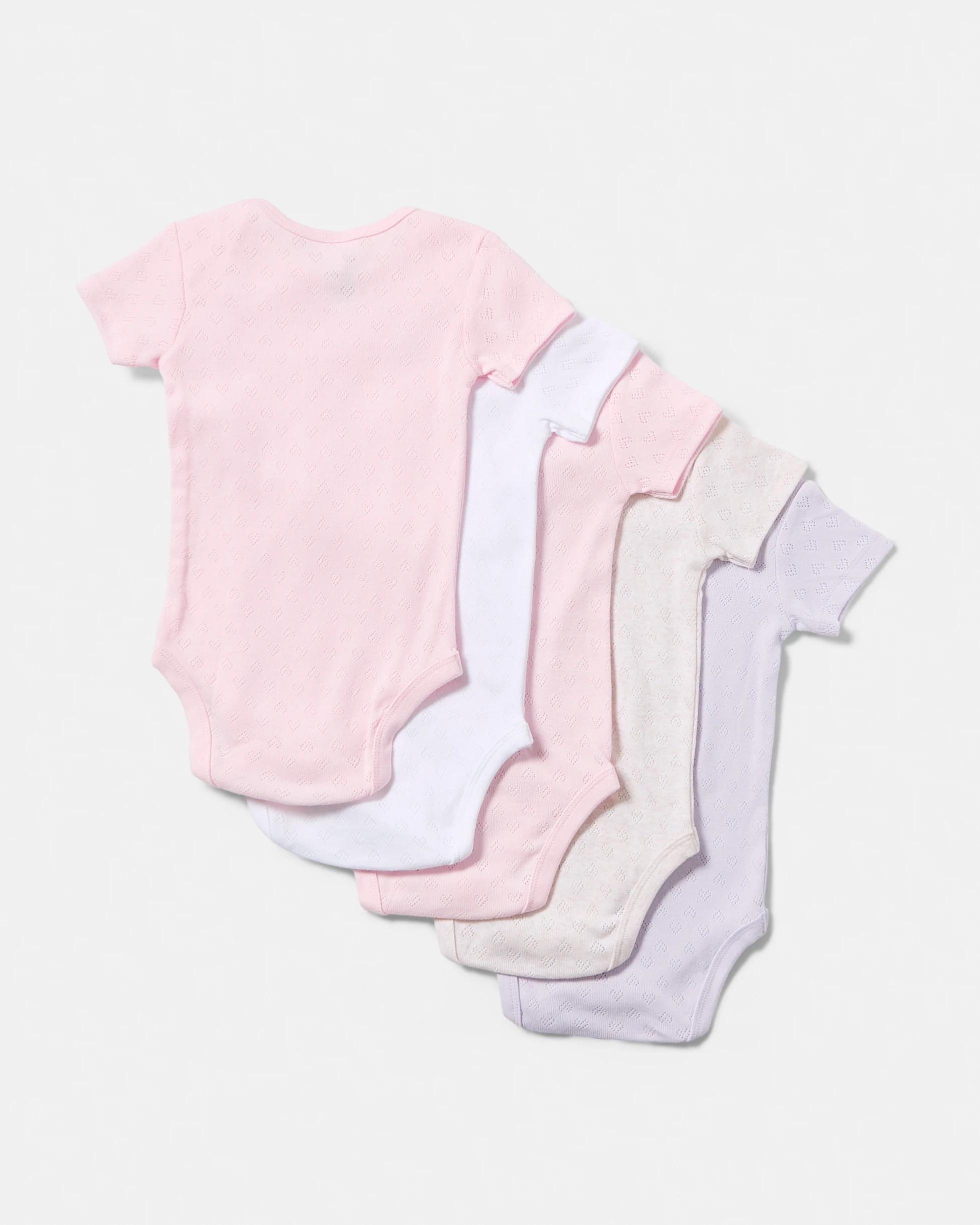2 5 Pack Short Sleeve Bodysuits Pnk Pck, 2 of 3