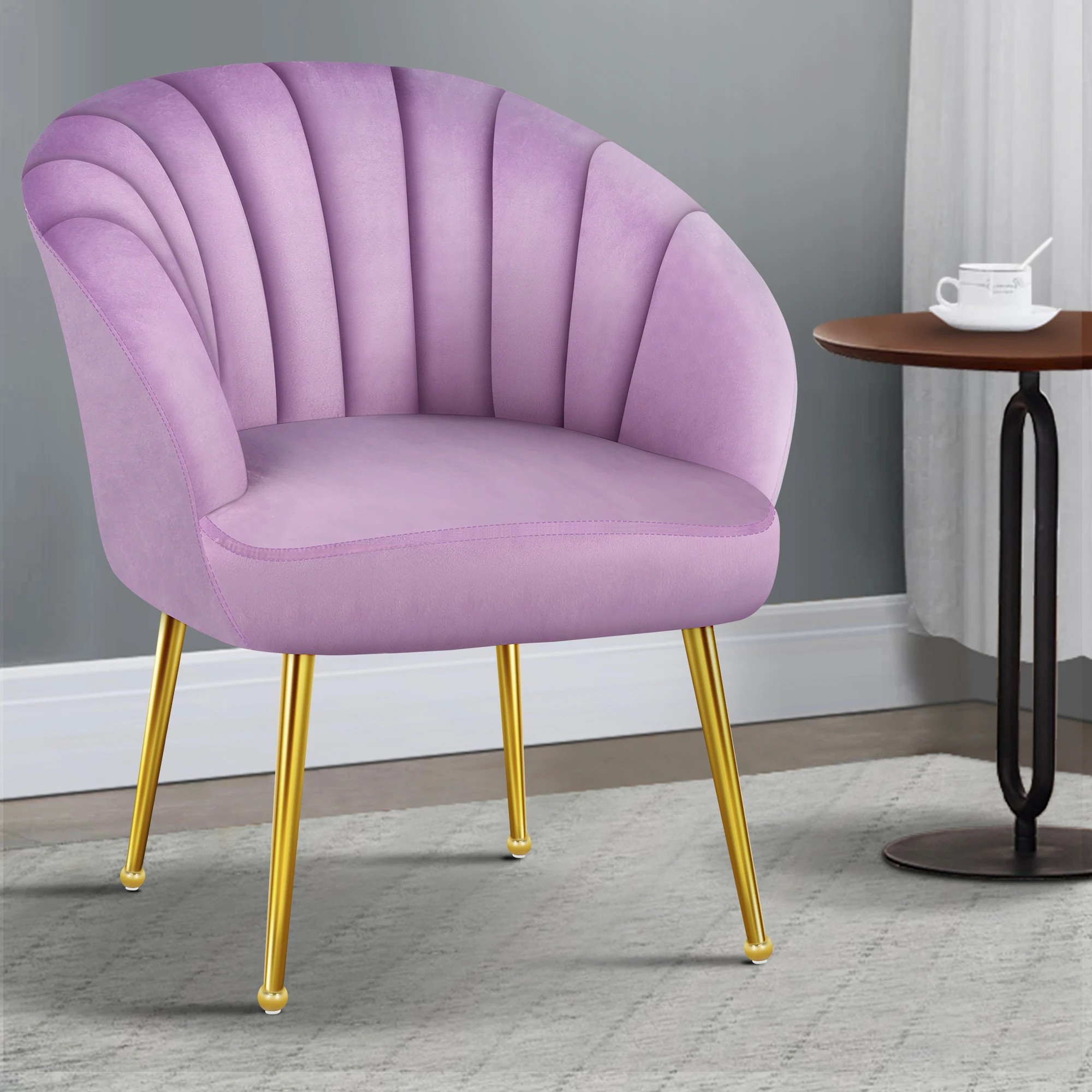 2 Alfordson Armchair Lounge Chair Accent Tub Chair Sofa Couch Velvet - Purple, 2 of 9