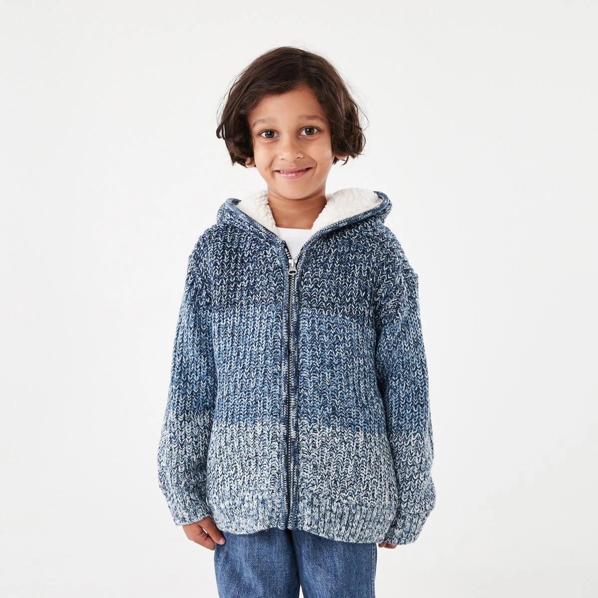 3 Sherpa Knit Hoodie Nvy Twist, 3 of 9