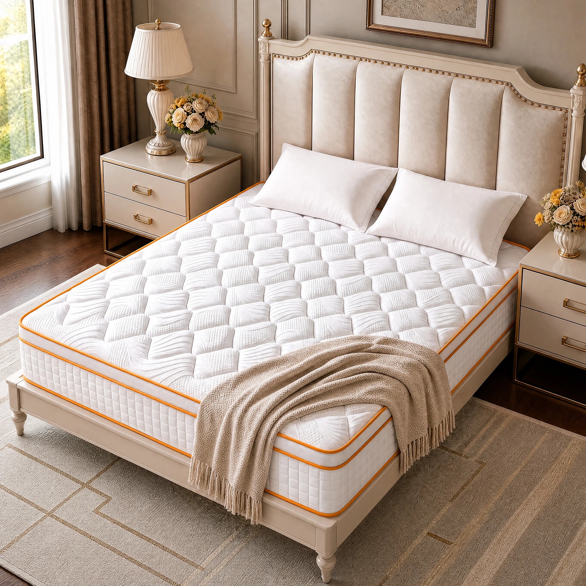 8 Advwin 30CM Hybrid Mattress with Memory Foam & Individual Pocket Springs Queen Size - White, 8 of 9