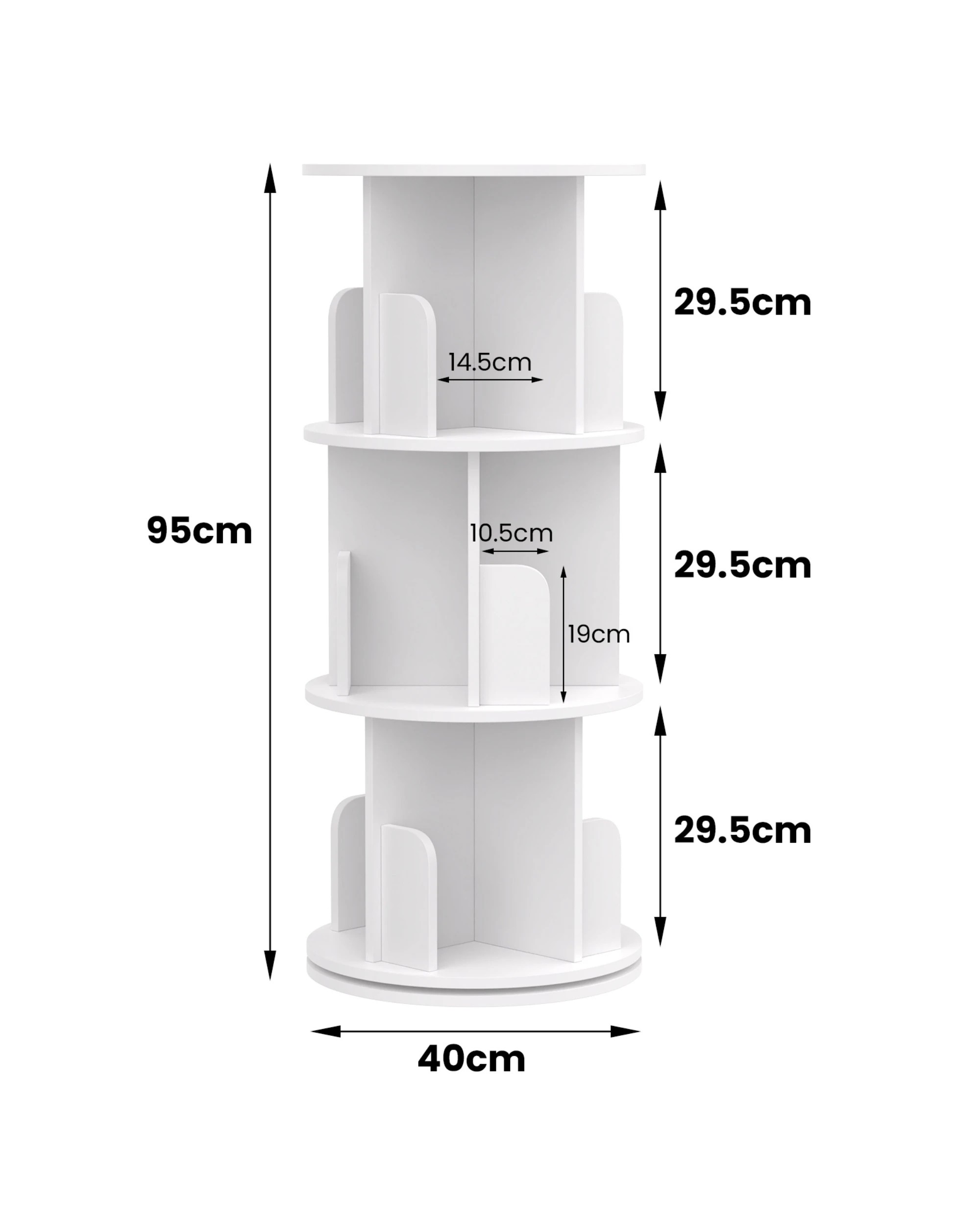 2 Advwin 3-Tier Rotating Bookshelf Corner Storage Rack Display Unit, 2 of 8