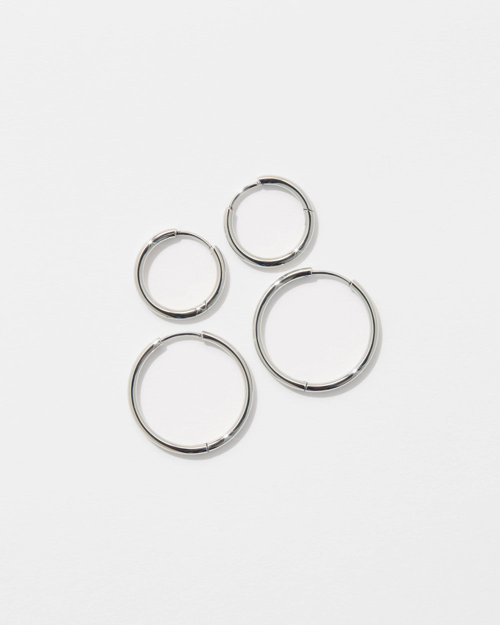 2 Target Waterproof 2 Pack Fine Hoop Earrings Set SILVER, 2 of 2
