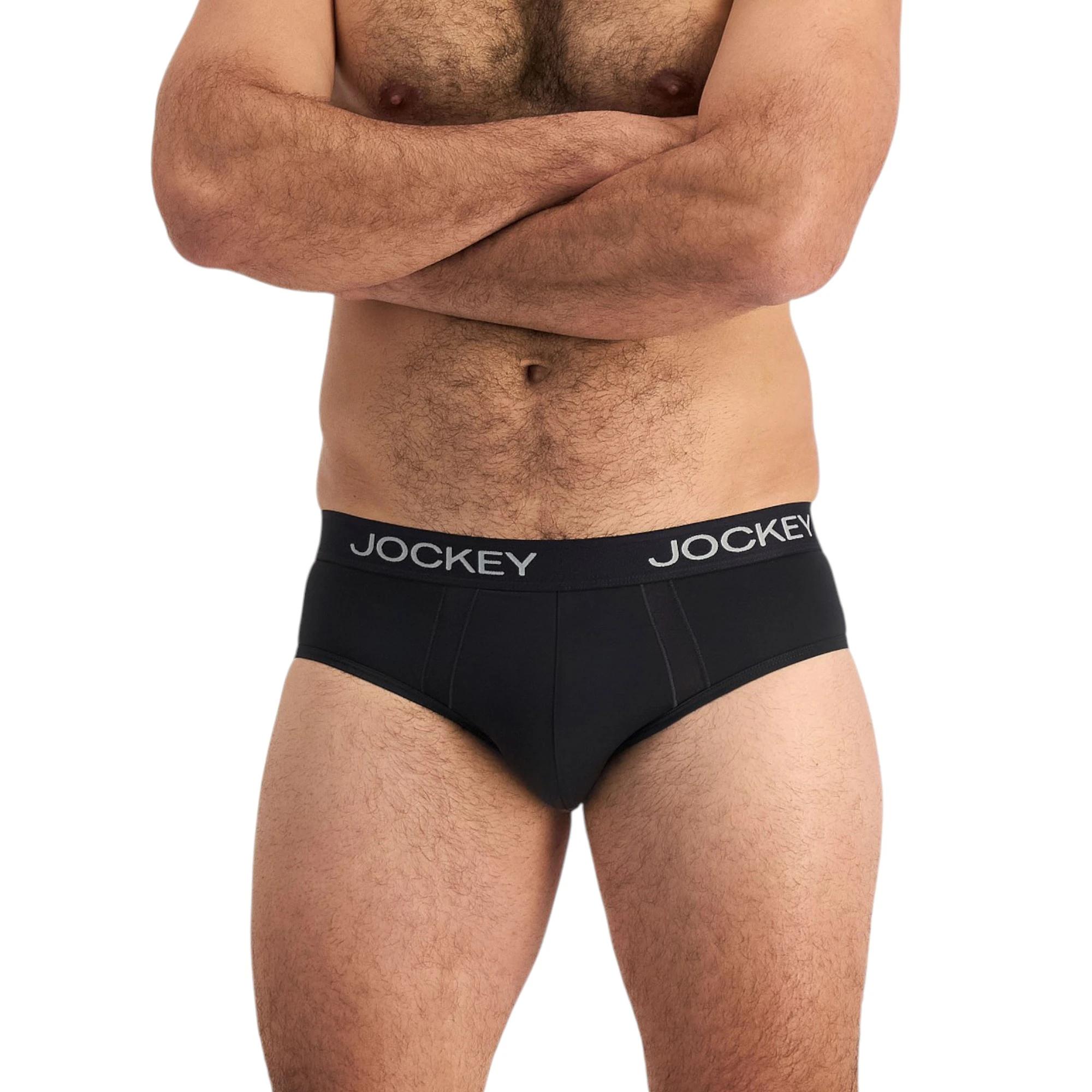 6 Jockey 2 Pack Mens Chafe Proof Pouch Brief Underwear BLACK/GREY, 6 of 7