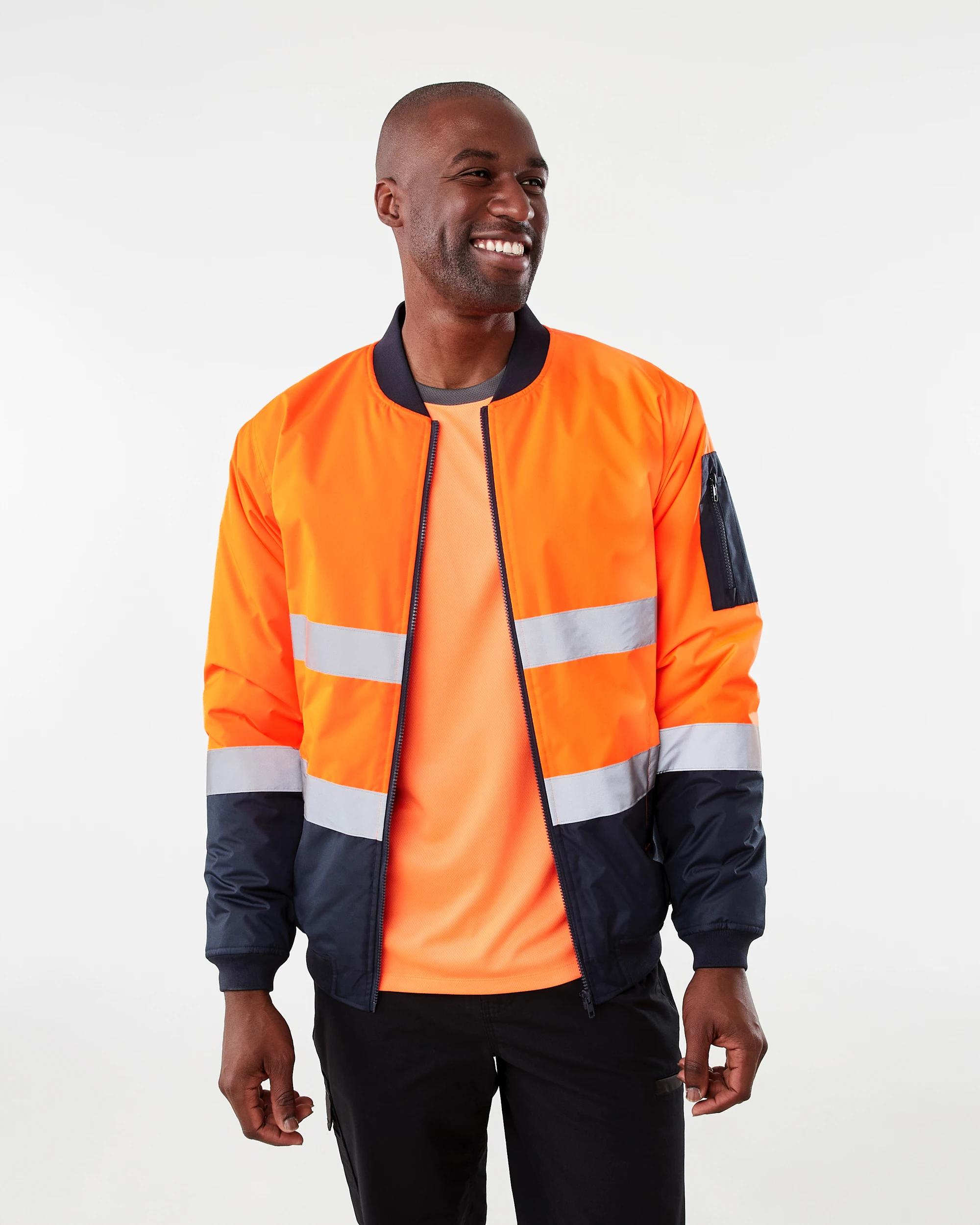 1 Hi-Visibility Reflective Bomber Jacket Orange, 1 of 9