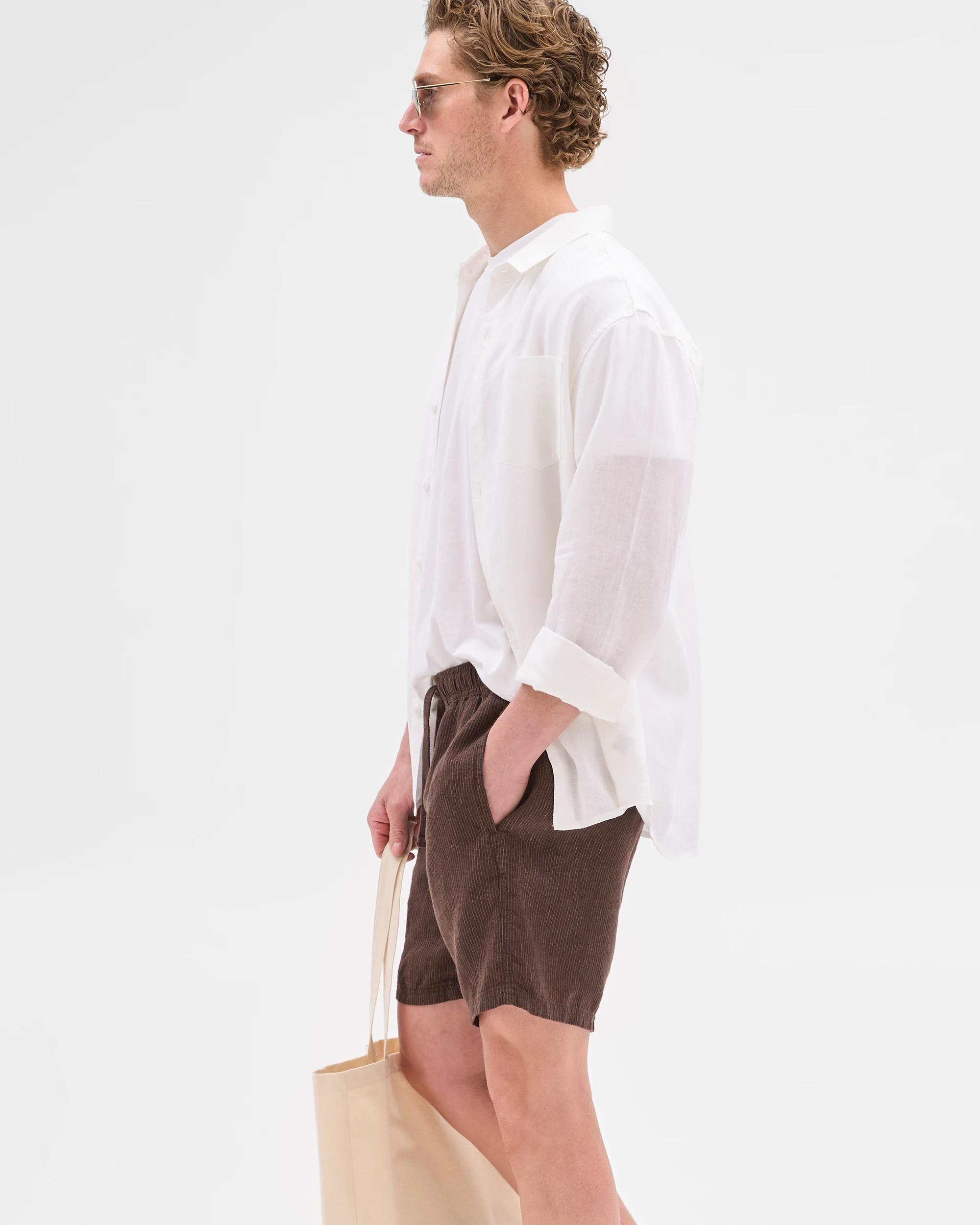 3 Target European Linen Stripe Shorts CHOCOLATE, 3 of 5