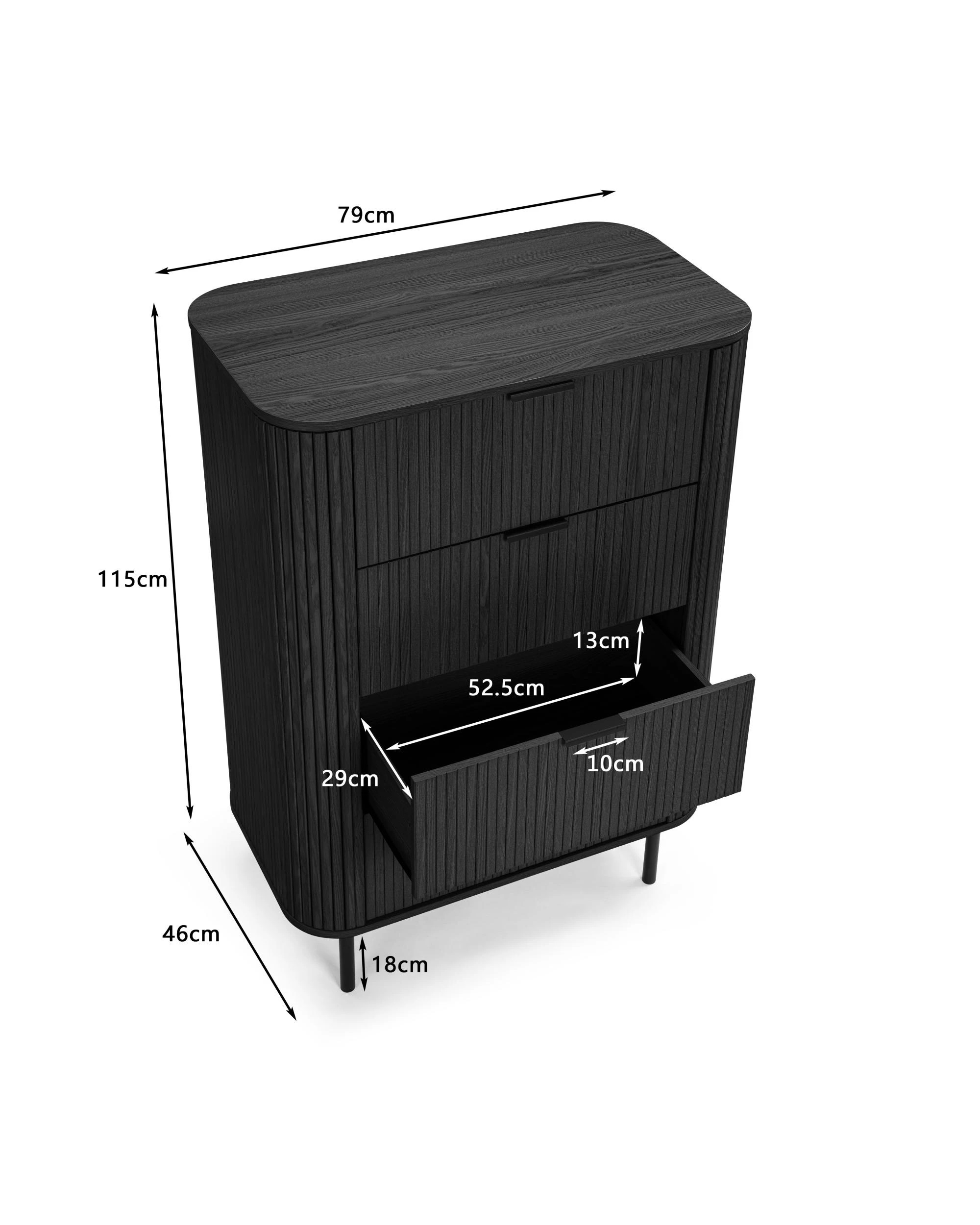 10 Kodu Tallboy Dresser Chest 4 Drawers - Black, 10 of 10