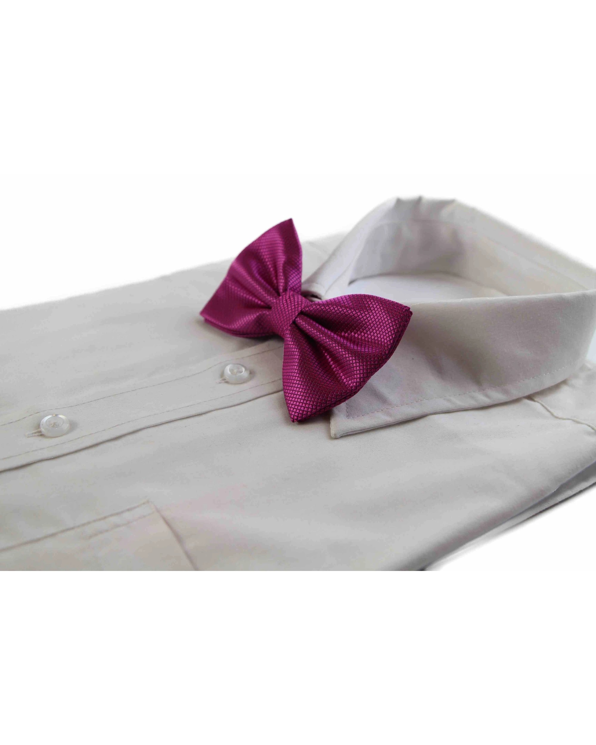 1 Zasel Mens Burgundy Plain Coloured Checkered Bow Tie, 1 of 2