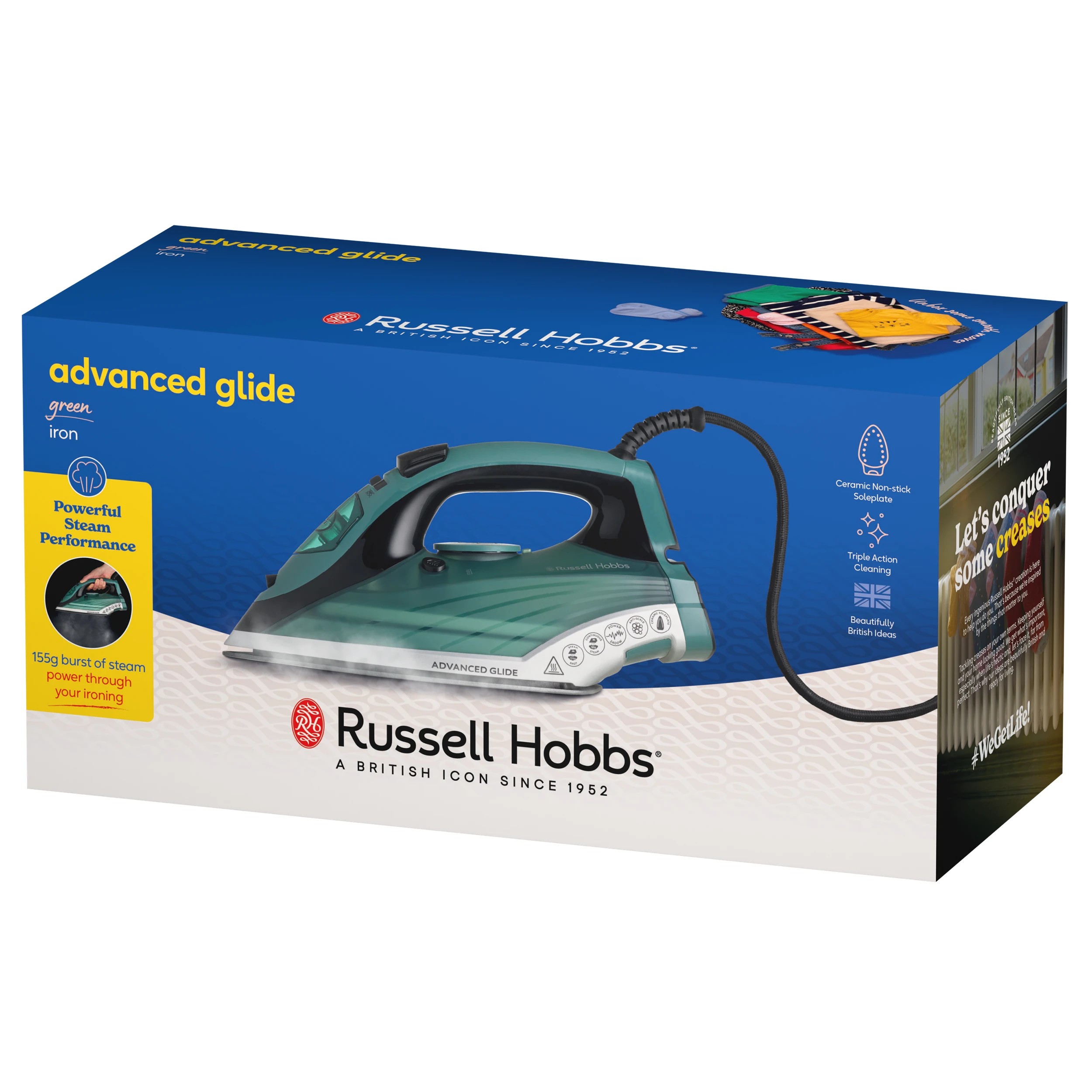 10 Russell Hobbs Rhc280 Advanced Glide 330ml/2400w Ceramic Iron Clothes/garment - Green, 10 of 10