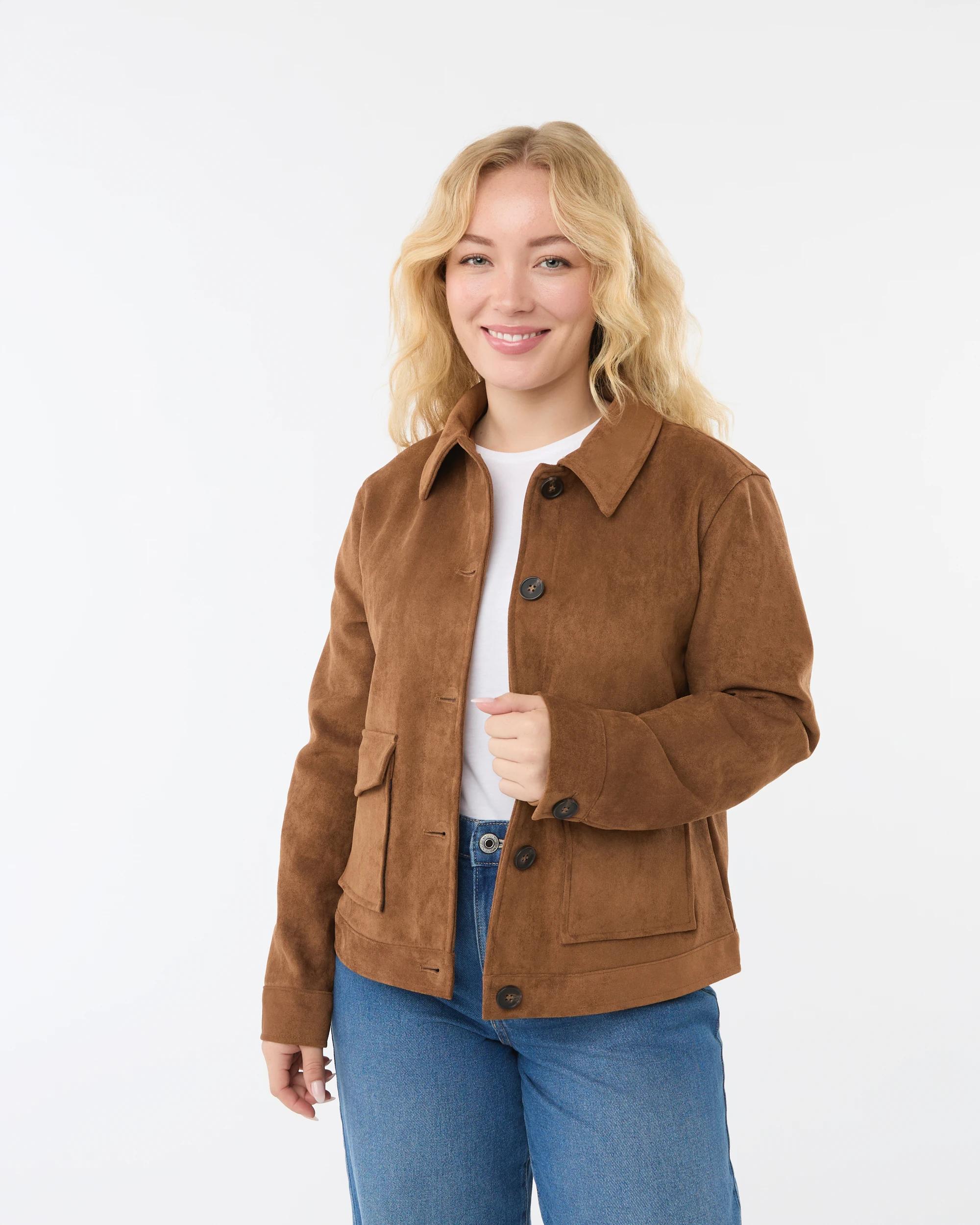 1 Fitted Suedette Jacket Tan, 1 of 10