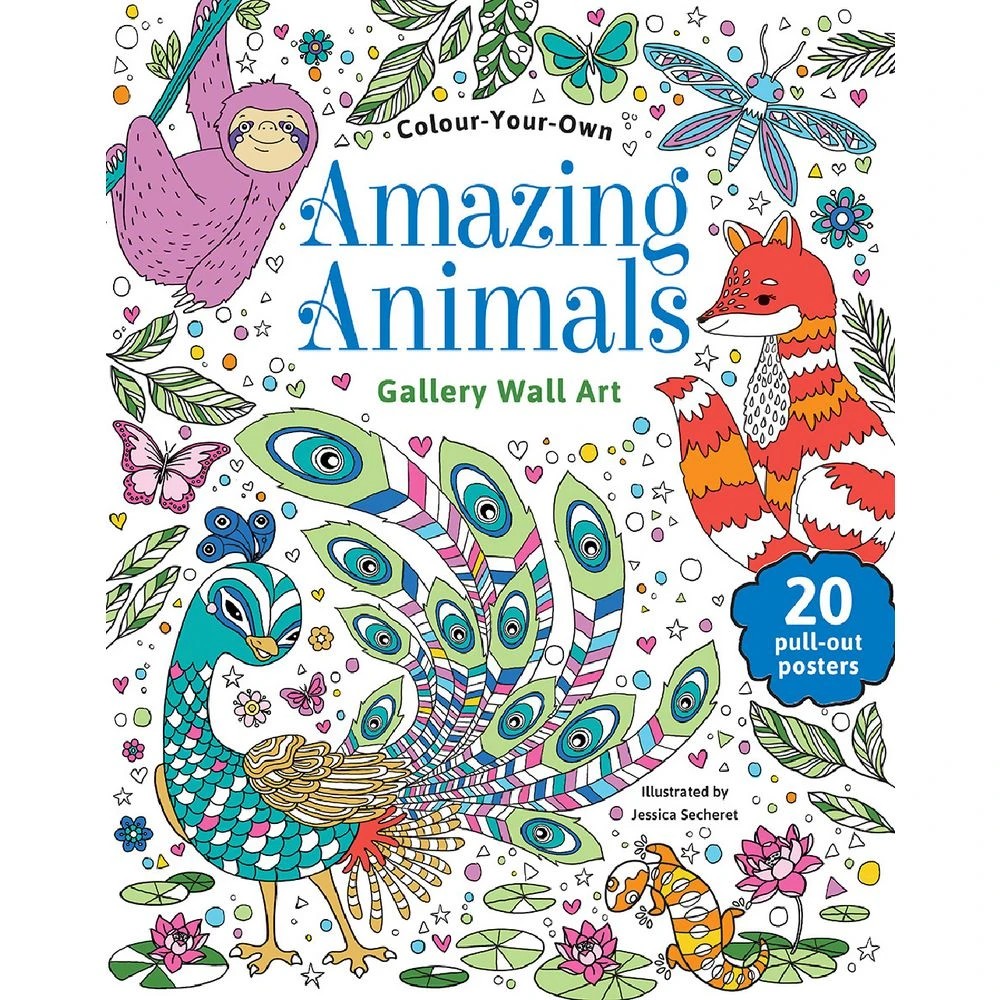 1 Colour-Your-Own Wall Art Colouring Book Amazing Animals, 1 of 3