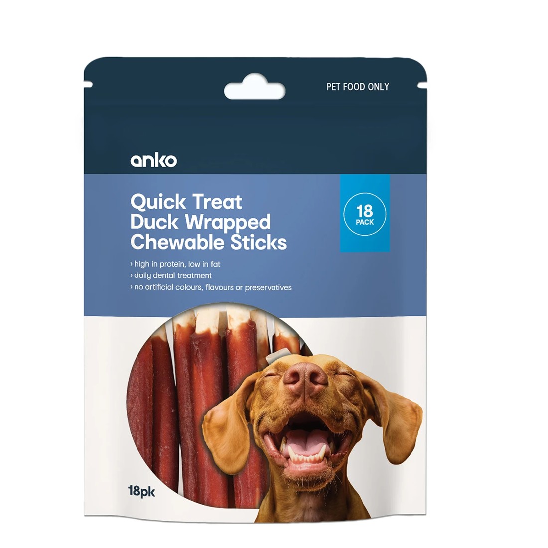 1 18 Pack Pet Treat Duck Wrapped Rawhide Alternative Sticks, 1 of 3