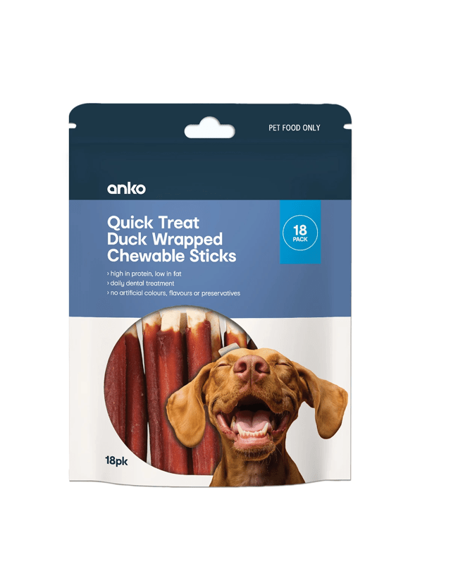 18 Pack Pet Treat Duck Wrapped Rawhide Alternative St