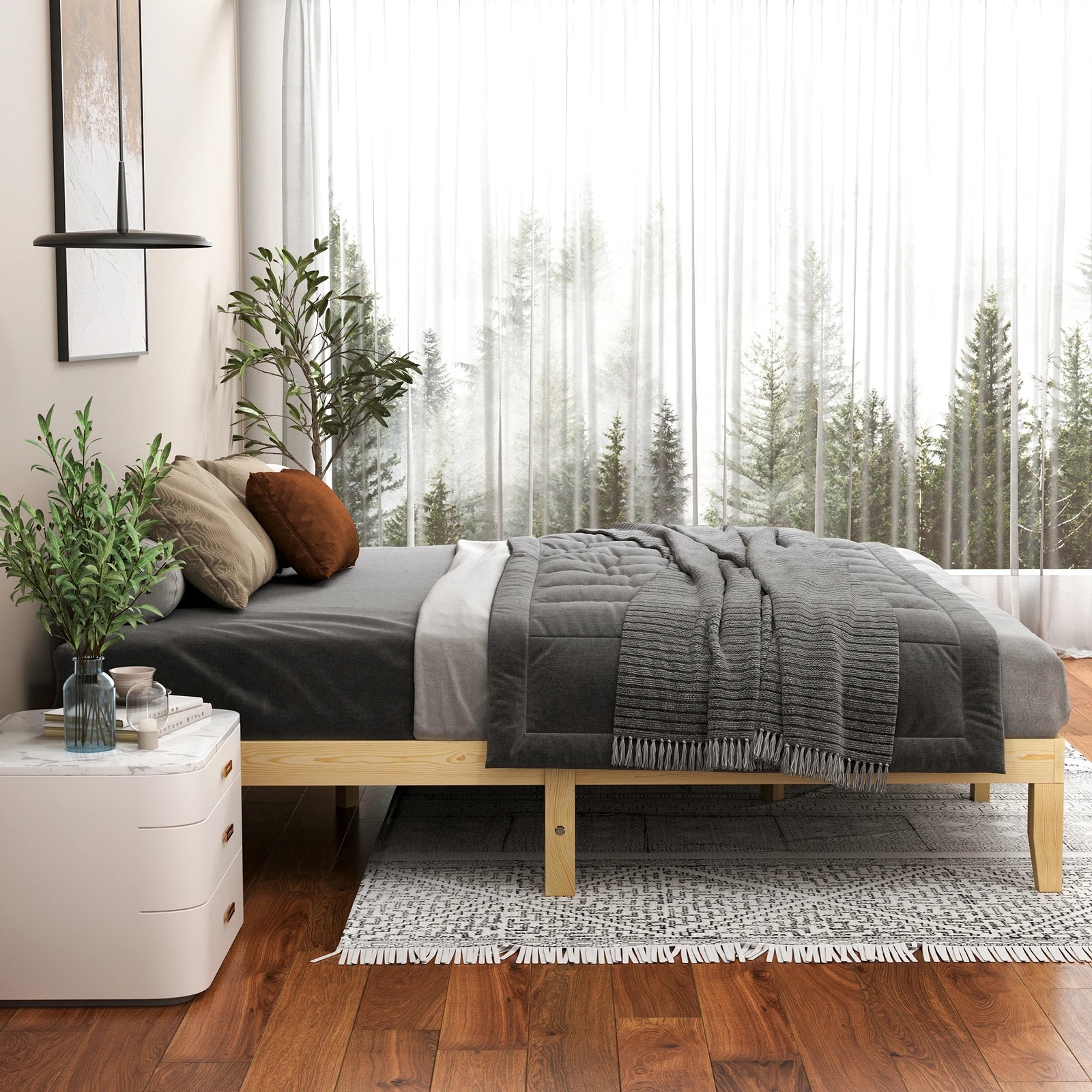 6 Alfordson Bed Frame Wooden Timber King Size Mattress Base Platform Pramod - Natural, 6 of 10