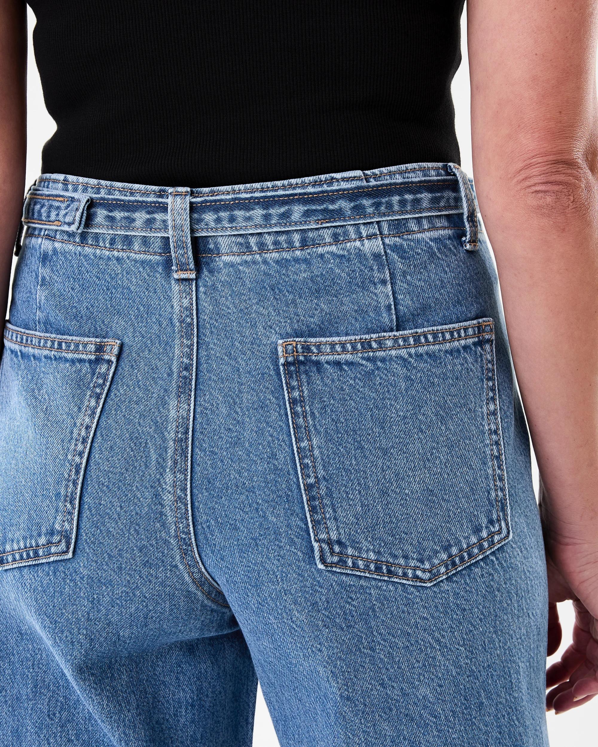 8 Seam Front Self Belt Jeans Mid Wash, 8 of 8