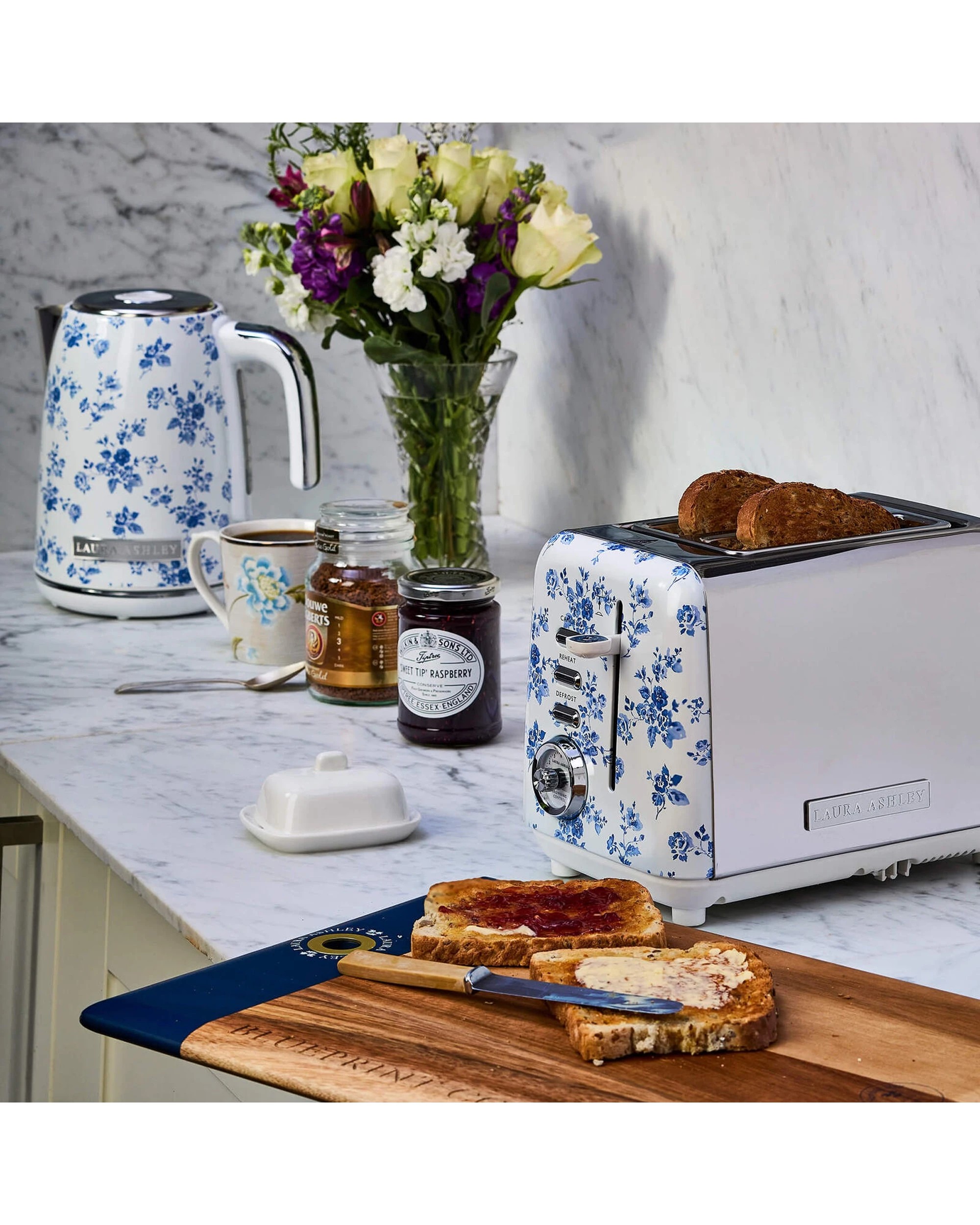 2 Laura Ashley 1.7L Jug Electric Kettle And 2 Slice Toaster Combo China Rose, 2 of 4