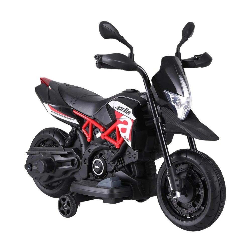 1 Kids Electric Ride On Car Motorcycle Motorbike Aprilia Licensed Dorsoduro 900 - Black, 1 of 6