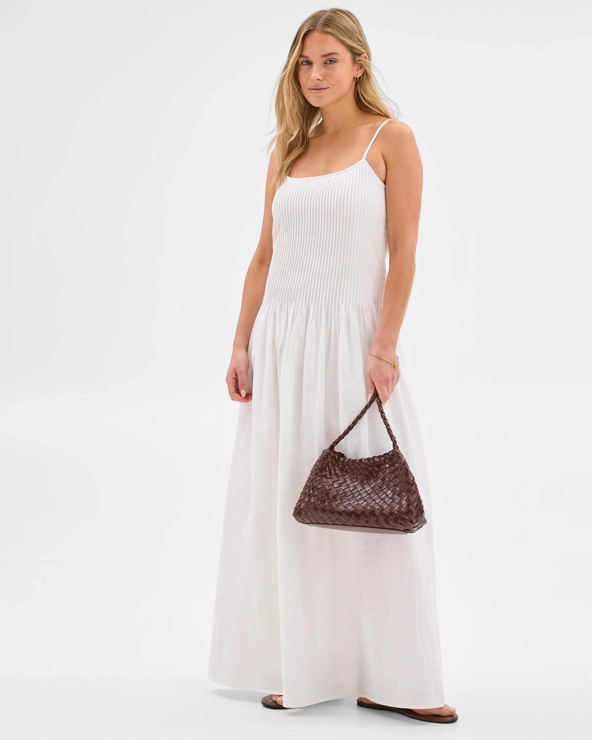 5 Lily Loves Australian Cotton Woven Pintuck Maxi Dress WHITE, 5 of 7