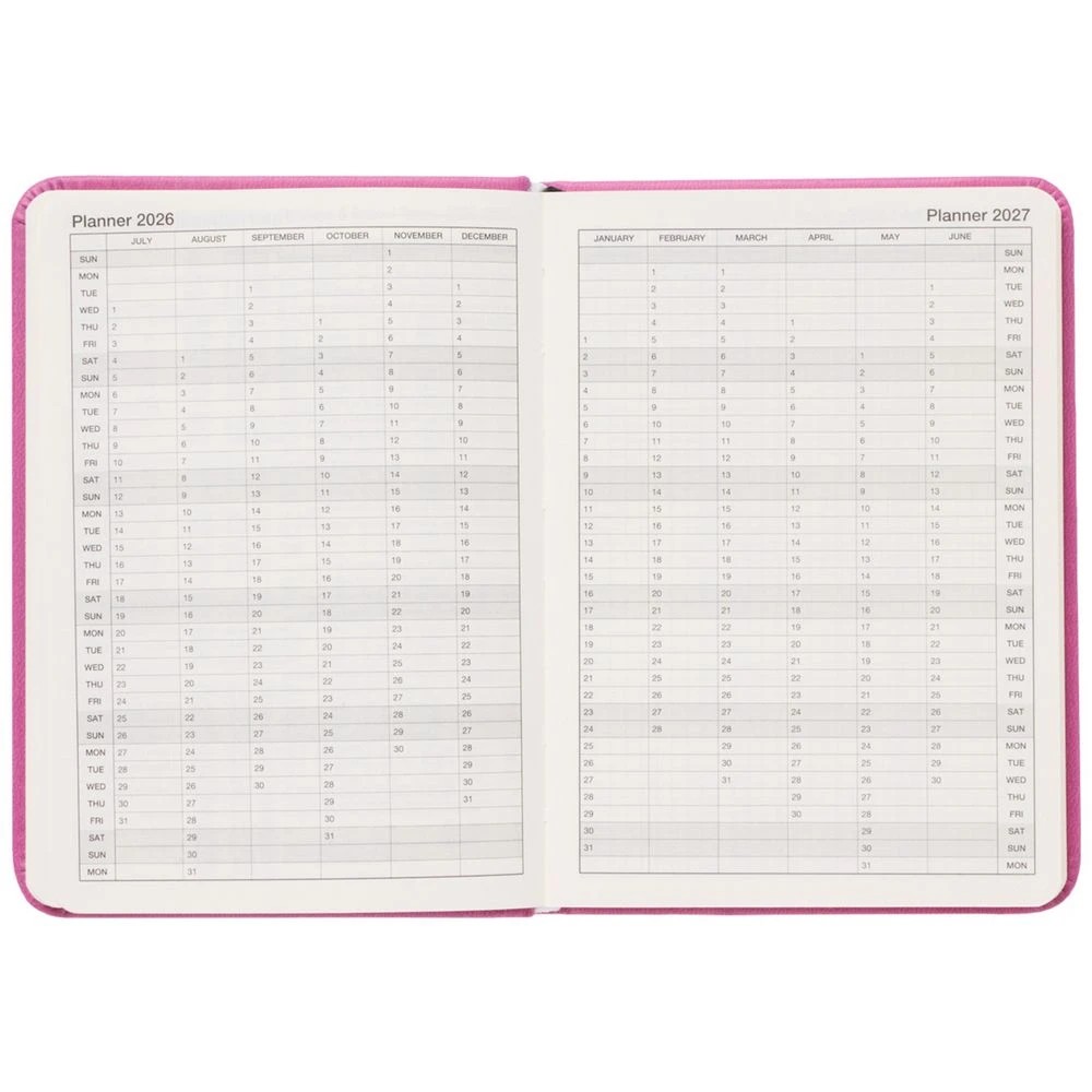 4 J.Burrows A6 Week to View PU FY26/27 Diary Pink, 4 of 6