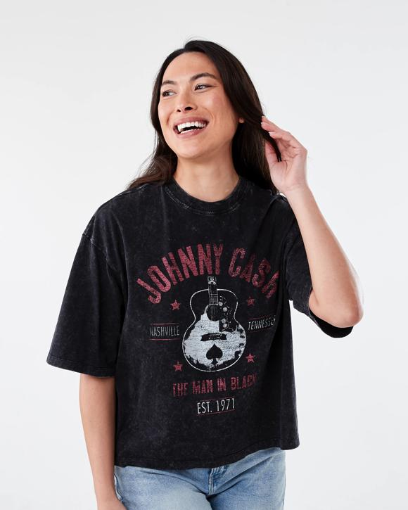 Short Sleeve Oversized Johnny Cash License T-shirt