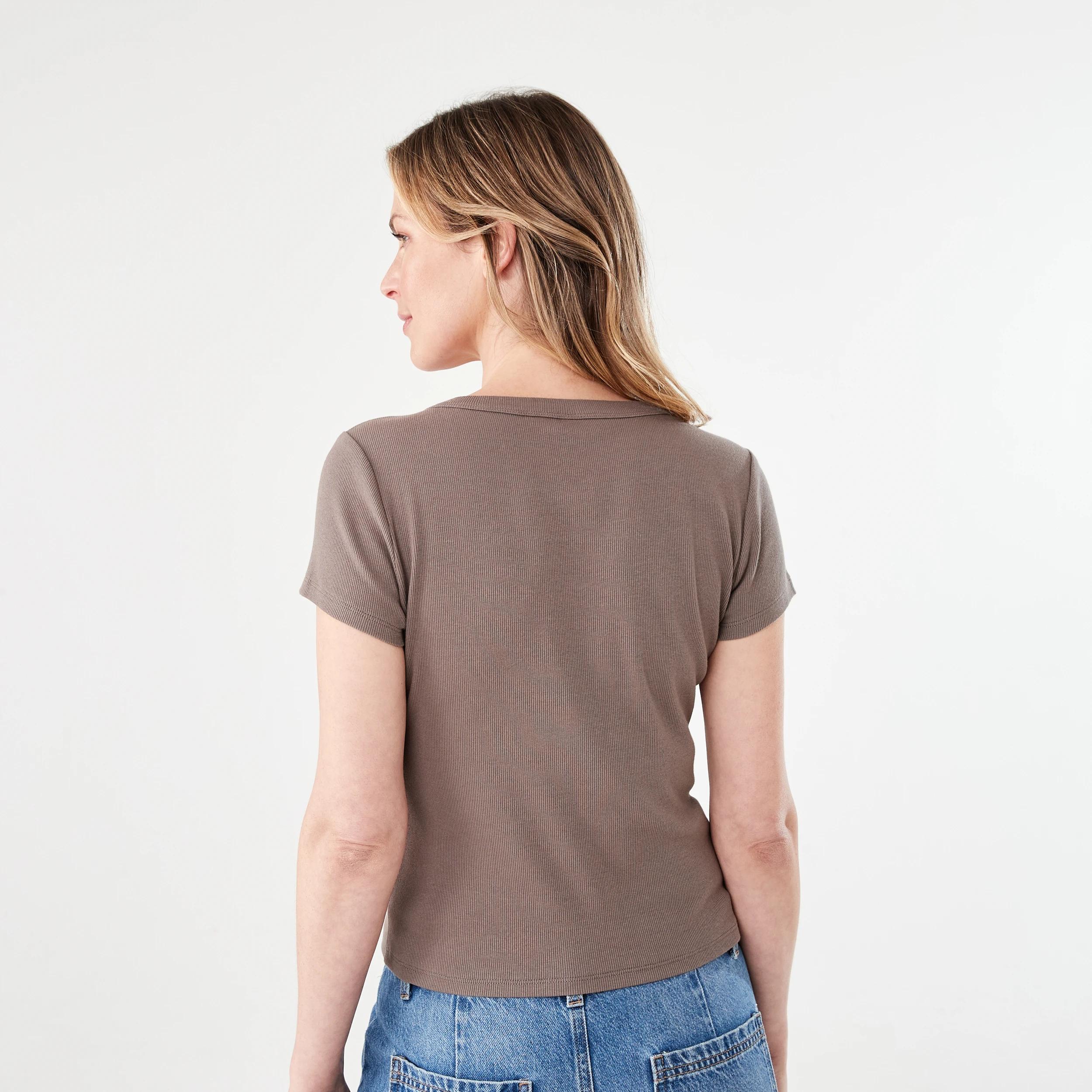 3 Short Sleeve Rib Henley T-shirt DEEP TAUPE, 3 of 6