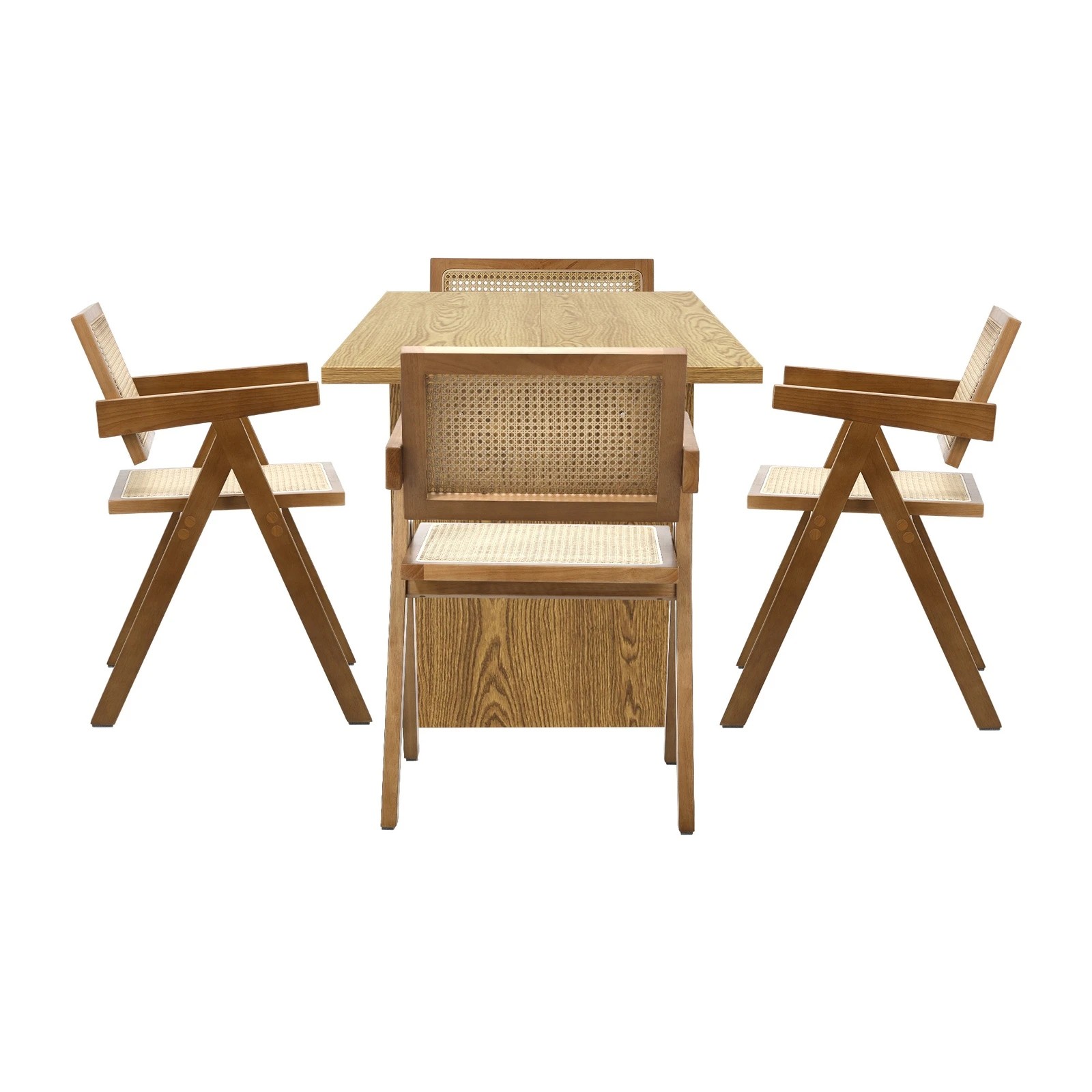 8 Oikiture 180cm Rectangular Dining Table With 4pcs Dining Chairs Wooden Walnut
 - Natural, 8 of 10