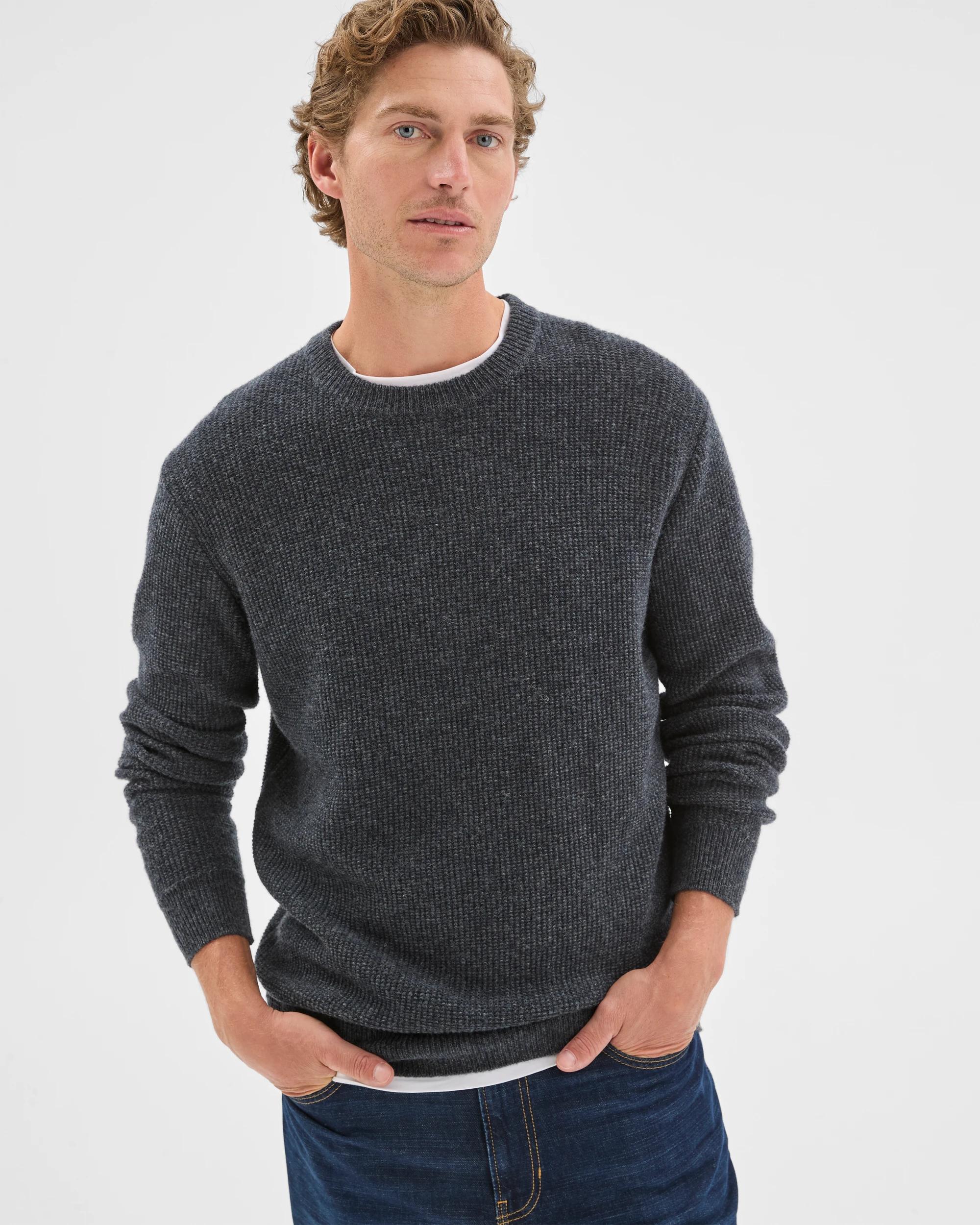 1 Target Man Lambswool Long Sleeve Crew Neck Knit Jumper CHARCOAL, 1 of 6